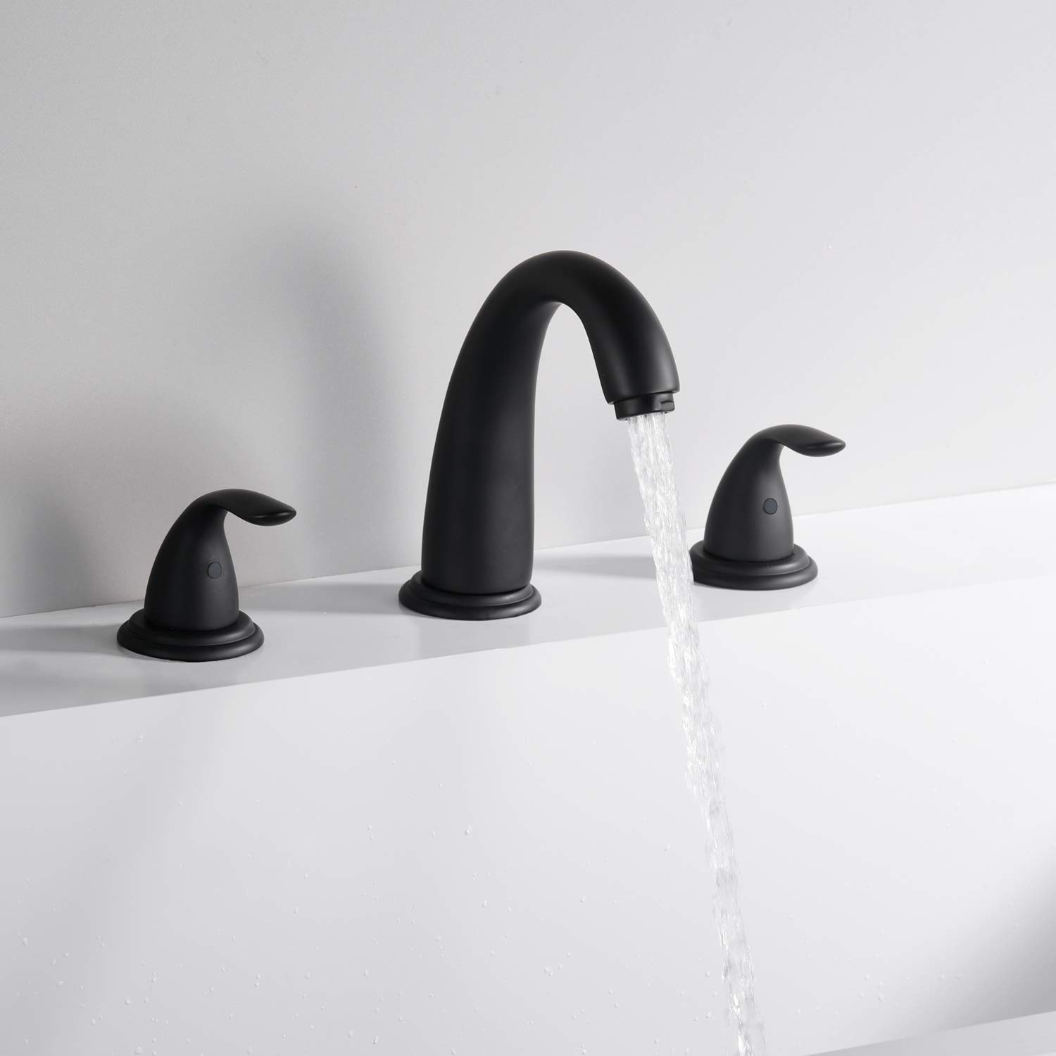 Stylish Matte Black Roman Tub Faucet with Valve - 3 Hole Deck Mount Bathtub Faucet - High Flow Waterfall Spout - Perfect for Luxury Bathrooms & Spa Retreats