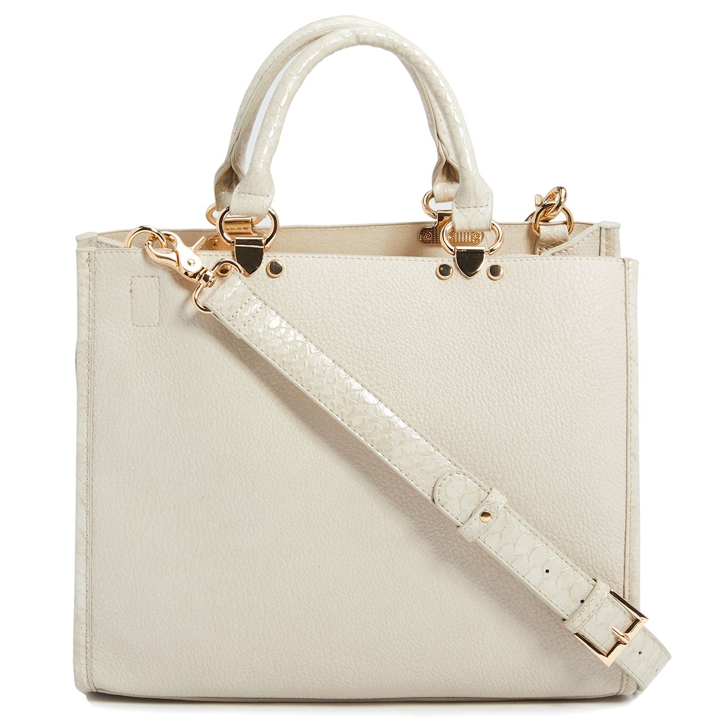 Like Dreams Solid Pebbled Premium Faux Leather Top Handle Satchel Handbag for Women - Stylish Work Bag, Office Purse & Everyday Shoulder Tote for Business, Shopping & Travel
