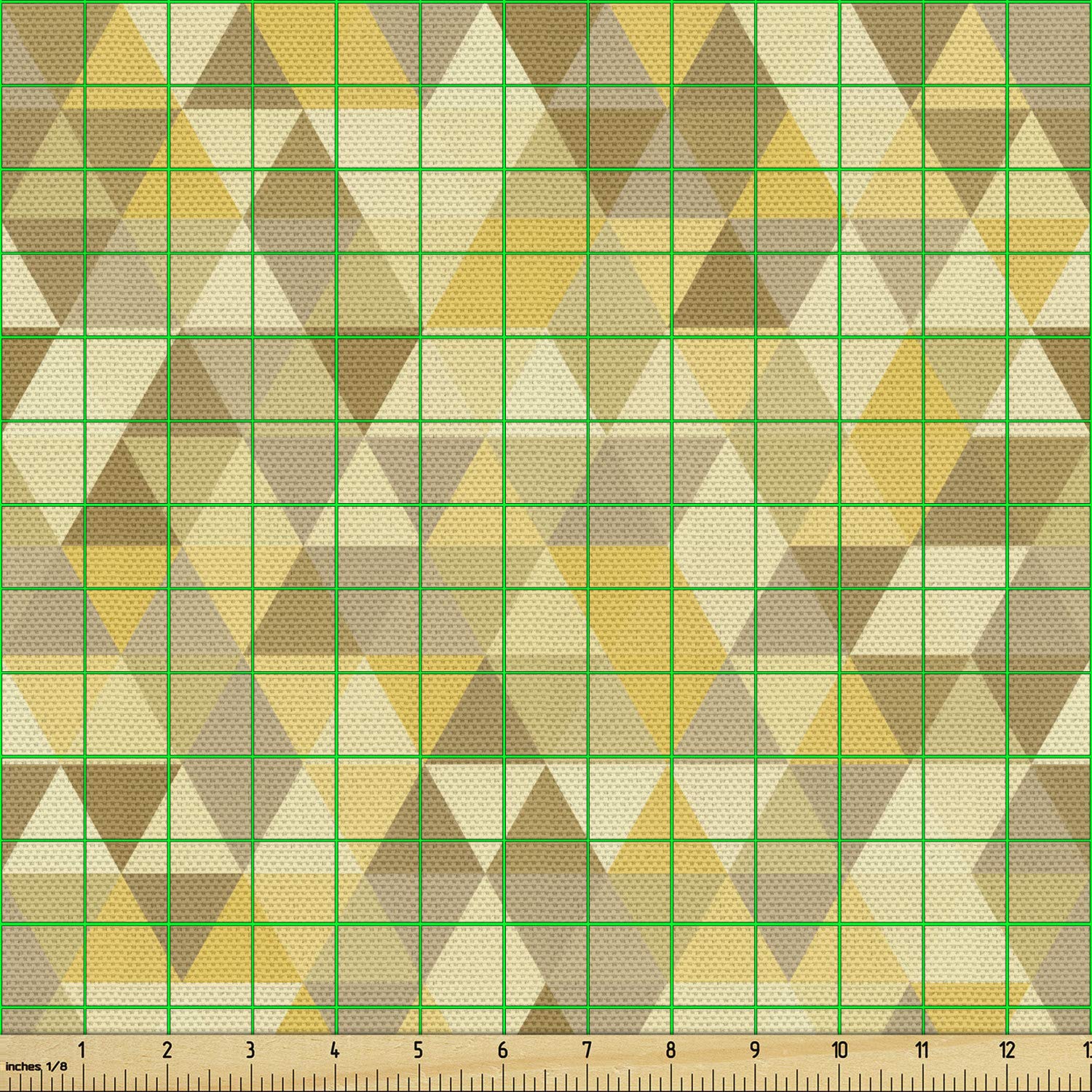 Ambesonne Yellow Brown Fabric by The Yard - Monotone Triangle Polygonal Art Design for Upholstery, Curtains & Home Decor (10 Yards, Coffee Yellow) | Perfect for DIY Projects, Sofa Covers, Throw Pillows & Wall Hangings