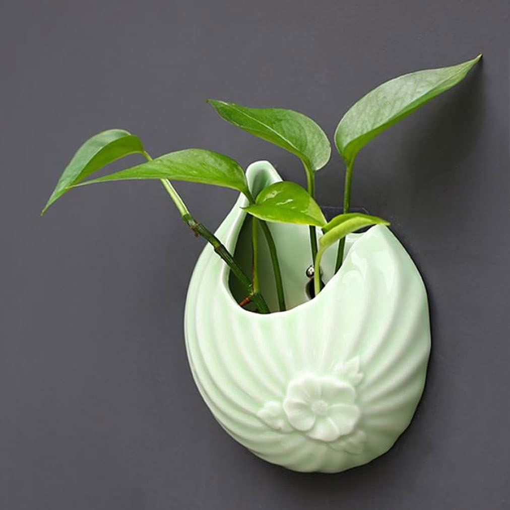 Ceramic Wall Hanging Planter for Indoor Plants - Small Succulent Flower Pot with Hanging Rope, Home Decor Hanging Basket (Red) - Perfect for Living Room, Bedroom, Office & Balcony Decor