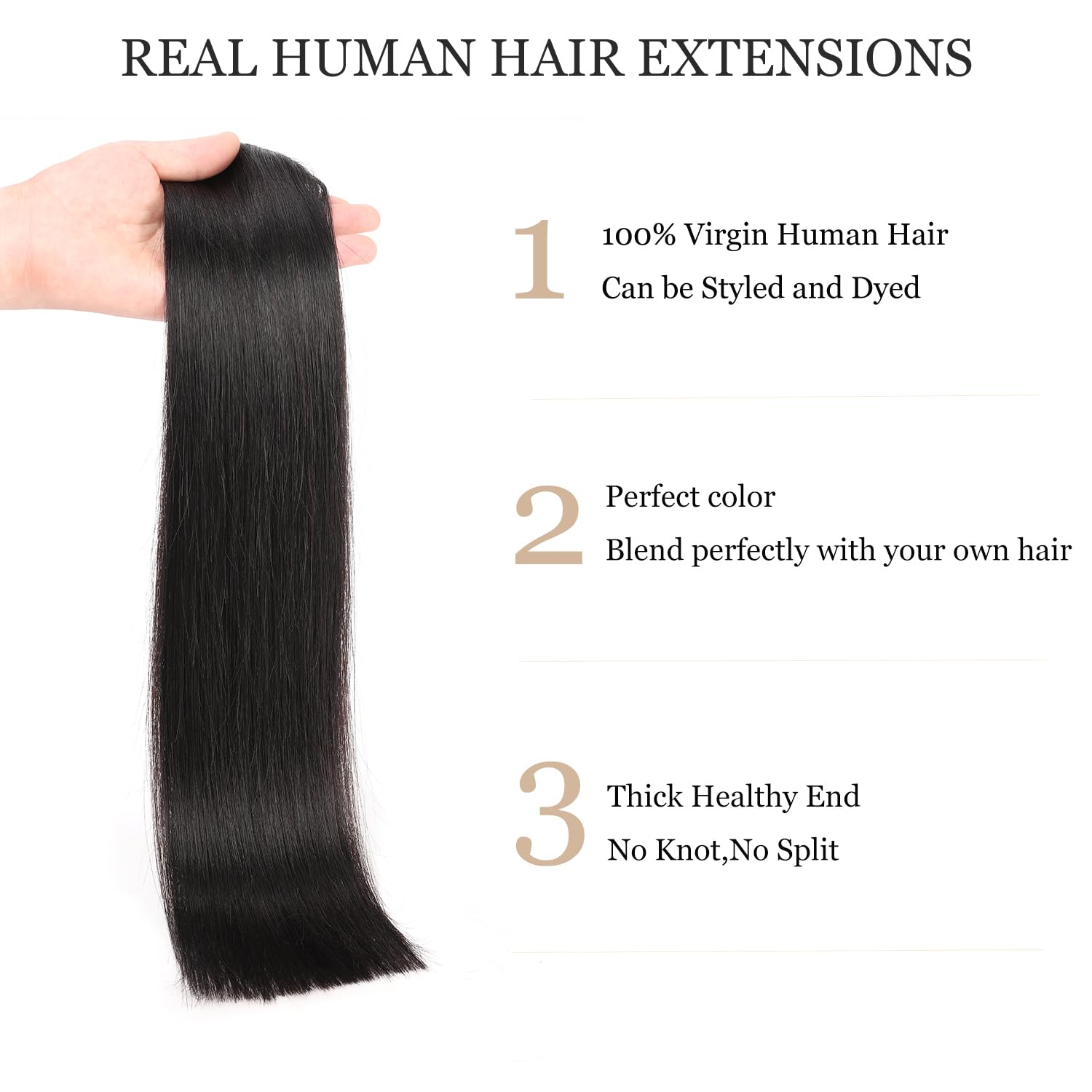 120g 8pcs Clip in Human Hair Extensions Straight Remy Hair #1B Natural Black 22inch - Real Human Hair Clip Ins for Length & Volume - Perfect for Daily Styling, Parties & Special Occasions
