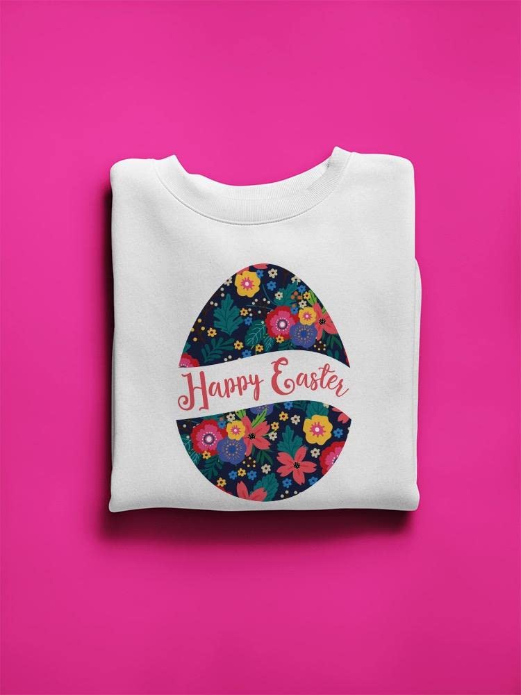 Happy Easter Egg Print Women's Sweatshirt - Cute Spring Graphic Pullover for Easter Celebrations & Festive Outfits