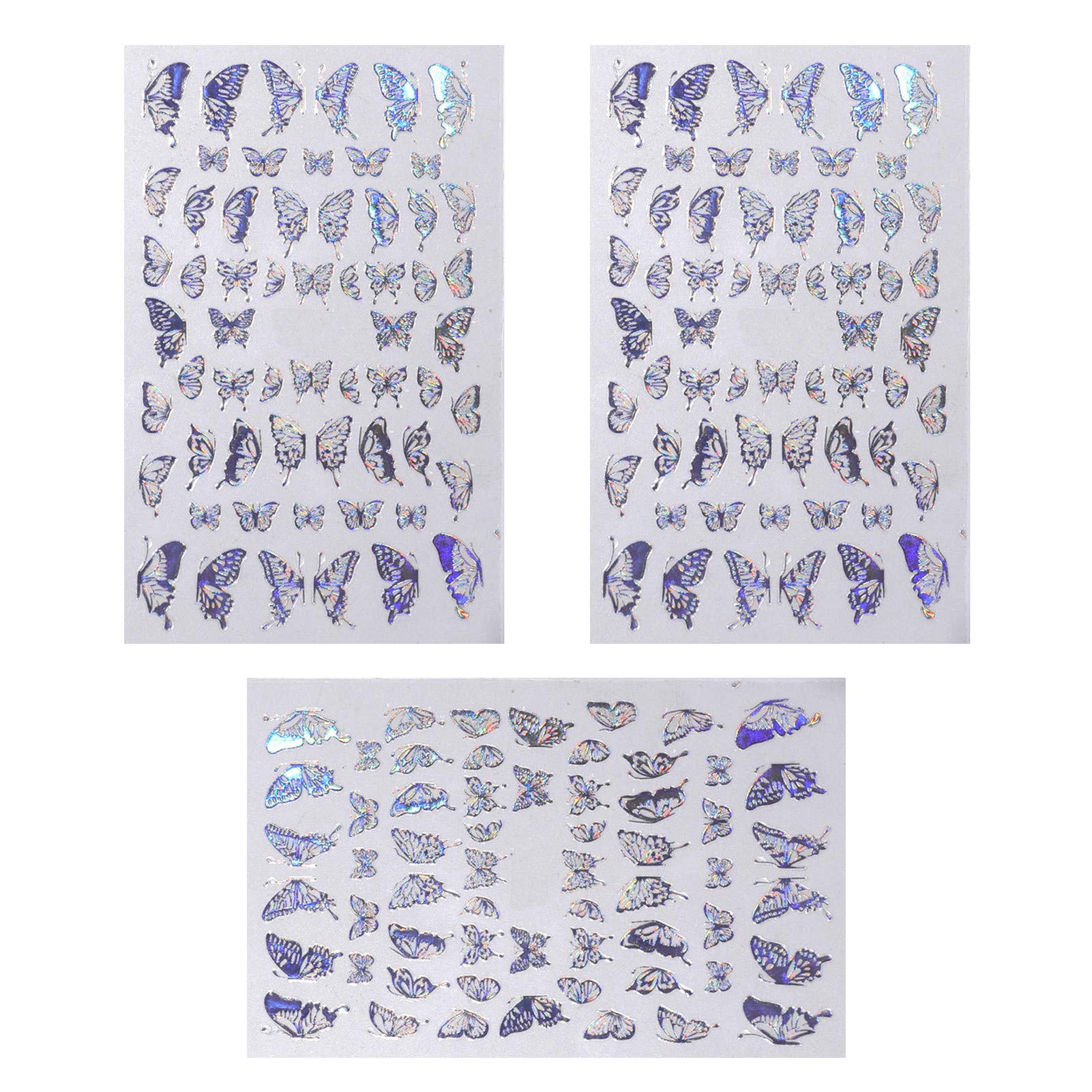 3Pcs Waterproof Nail Art Stickers - Butterfly Design DIY Manicure Decals for Women, Teens & Girls | Valentine's Day Nail Decor | Perfect for Parties, Weddings & Daily Fashion Accessories