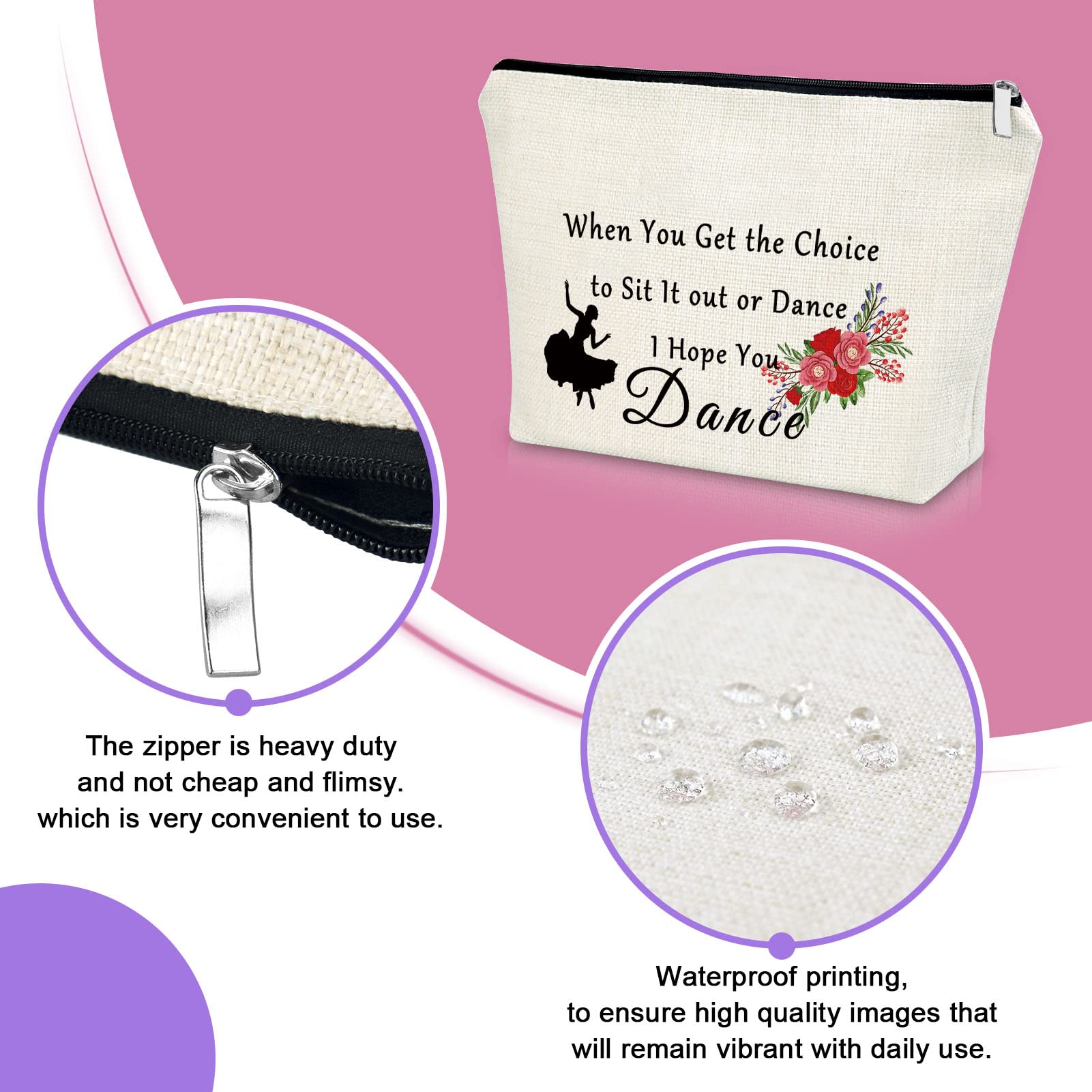 Sazuwu Dance Makeup Bag for Women - Perfect Gift for Dance Lovers, Dance Teams & Teachers - Cosmetic Travel Bag for Dance Recitals, Birthdays, Graduation & Christmas - Ideal for Dance Classes, Performances & Travel Accessories
