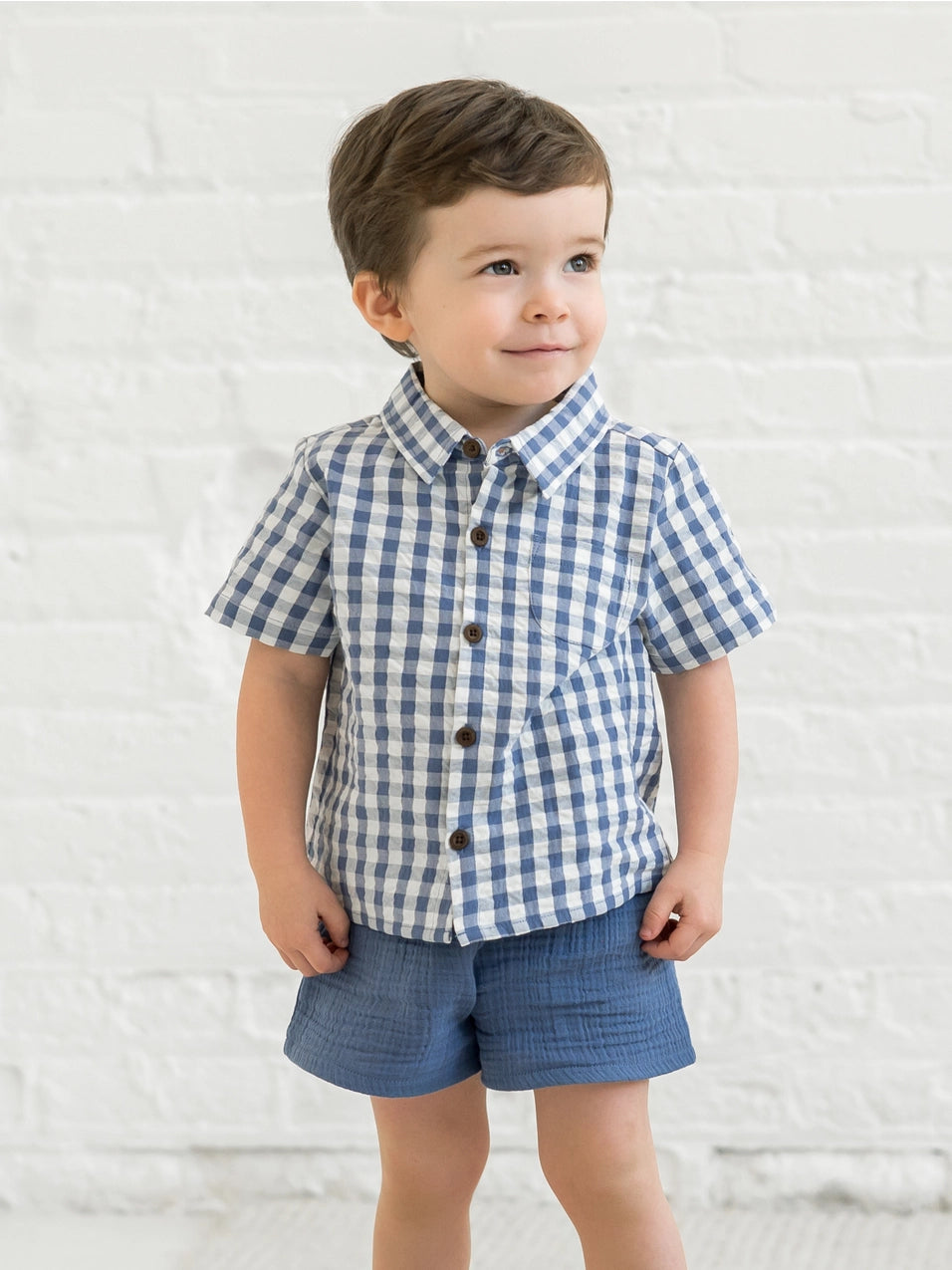Landon Seersucker Gingham Button Down Shirt for Men - Lightweight Summer Casual Wear for Beach, Office & Outdoor Activities