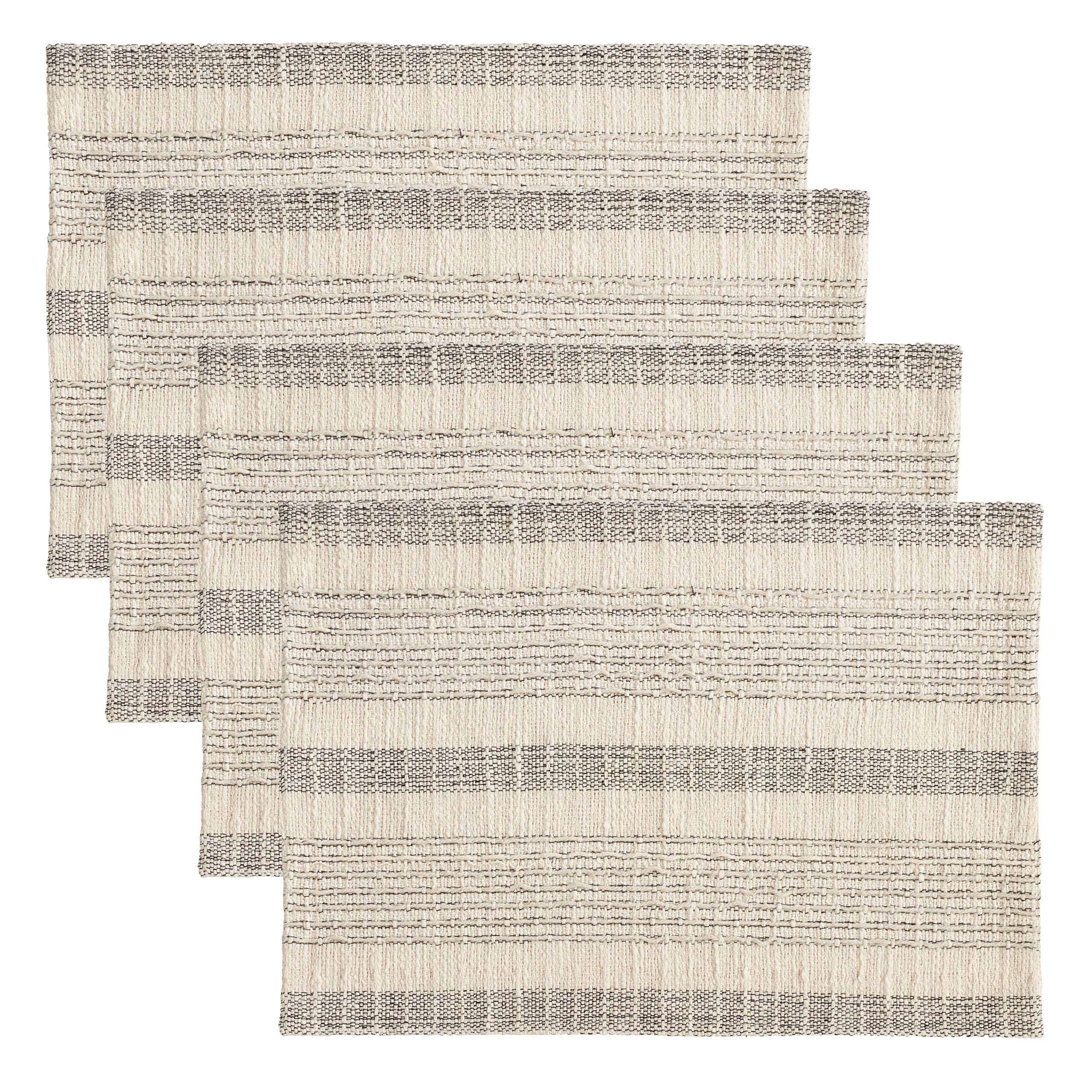 Premium Woven Striped Cotton Placemats Set of 4 - Stylish & Durable Table Mats for Dining, Kitchen, Party Decor, and Home Entertaining