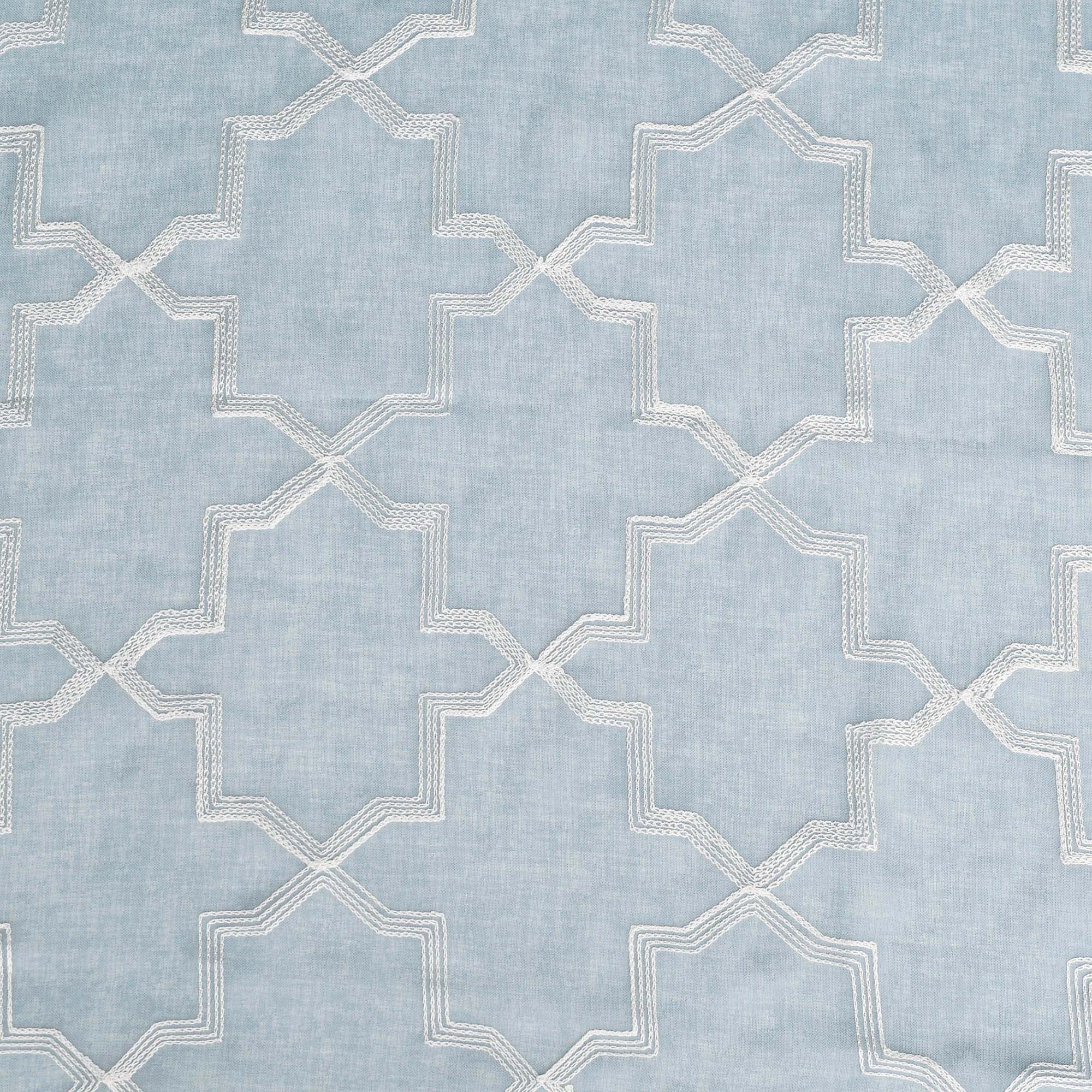 Embroidered Quatrefoil Semi-Sheer 2-Piece Curtain Panel Set - Elegant Window Treatment for Living Room & Bedroom Decor