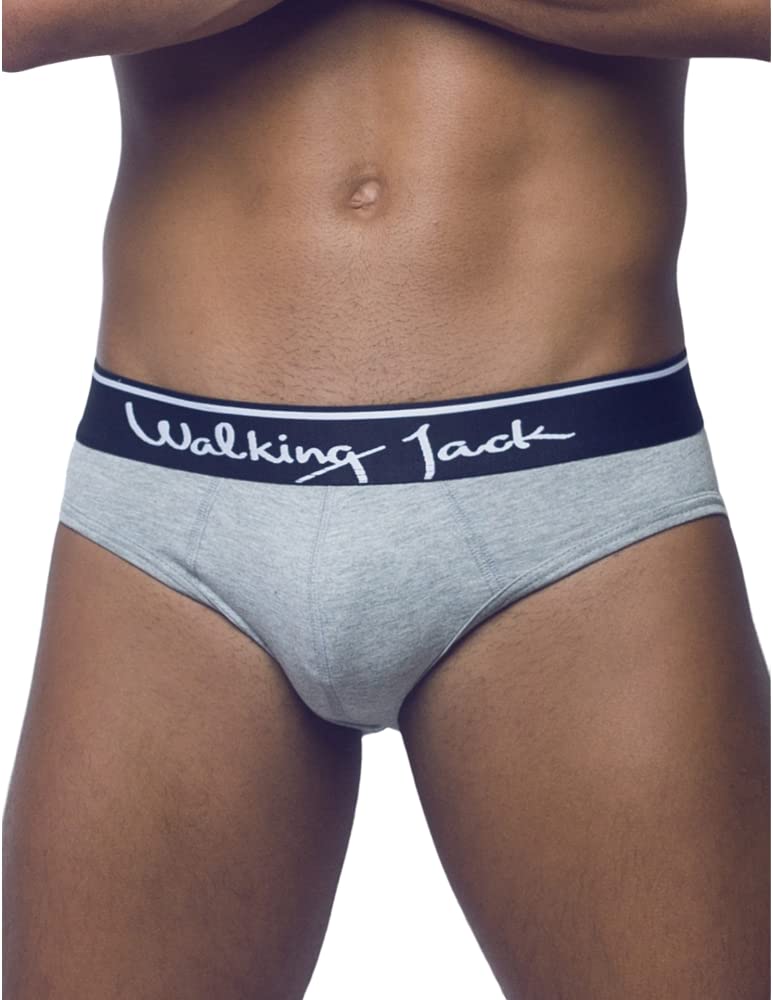 Walking Jack Briefs for Men - Comfortable Cotton Underwear in Ash Gray - Size Large | Perfect for Everyday Wear, Gym & Travel
