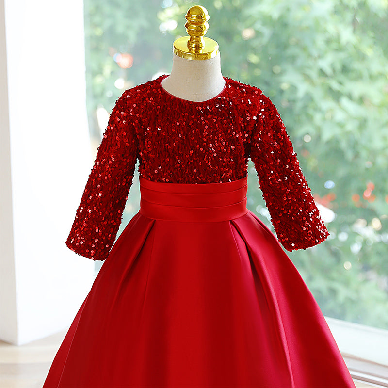 Sparkly Red Princess Dress for Girls - Elegant Sequin Party Gown for Birthday, Pageant & Special Occasions