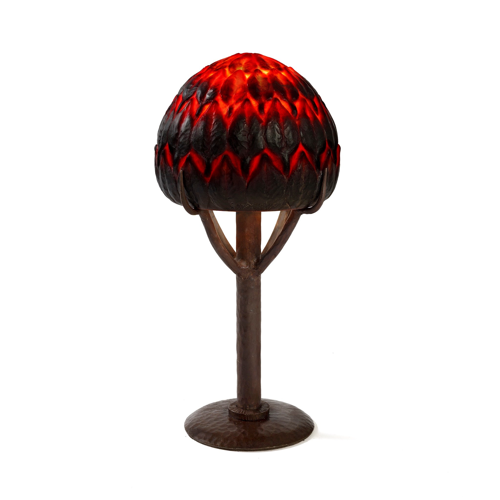 Gabriel Argy Rousseau Art Glass Table Lamp - Handcrafted Pâte de Verre Tree Design - Perfect for Living Room, Bedroom, or Office Decor
