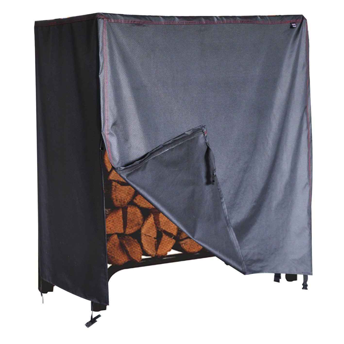 Heavy Duty Firewood Vinyl Log Rack Cover 4' - Durable Black Outdoor Wood Storage for Fireplace, Patio, and Backyard