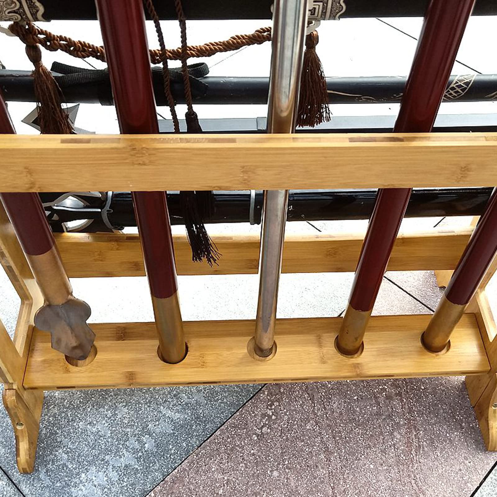 12-Tier Wooden Katana Sword Stand - Floor Standing Samurai Sword Display Rack with Multi-Layer Design for Martial Arts Weapons, Lightsabers & Collectibles - Perfect for Home Decor, Dojo Display & Anime Collections