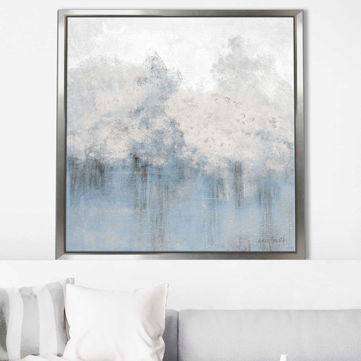 Blue East of Edinburgh Canvas Wall Art Print - Modern Abstract Floating Framed Painting for Living Room, Bedroom & Office Decor