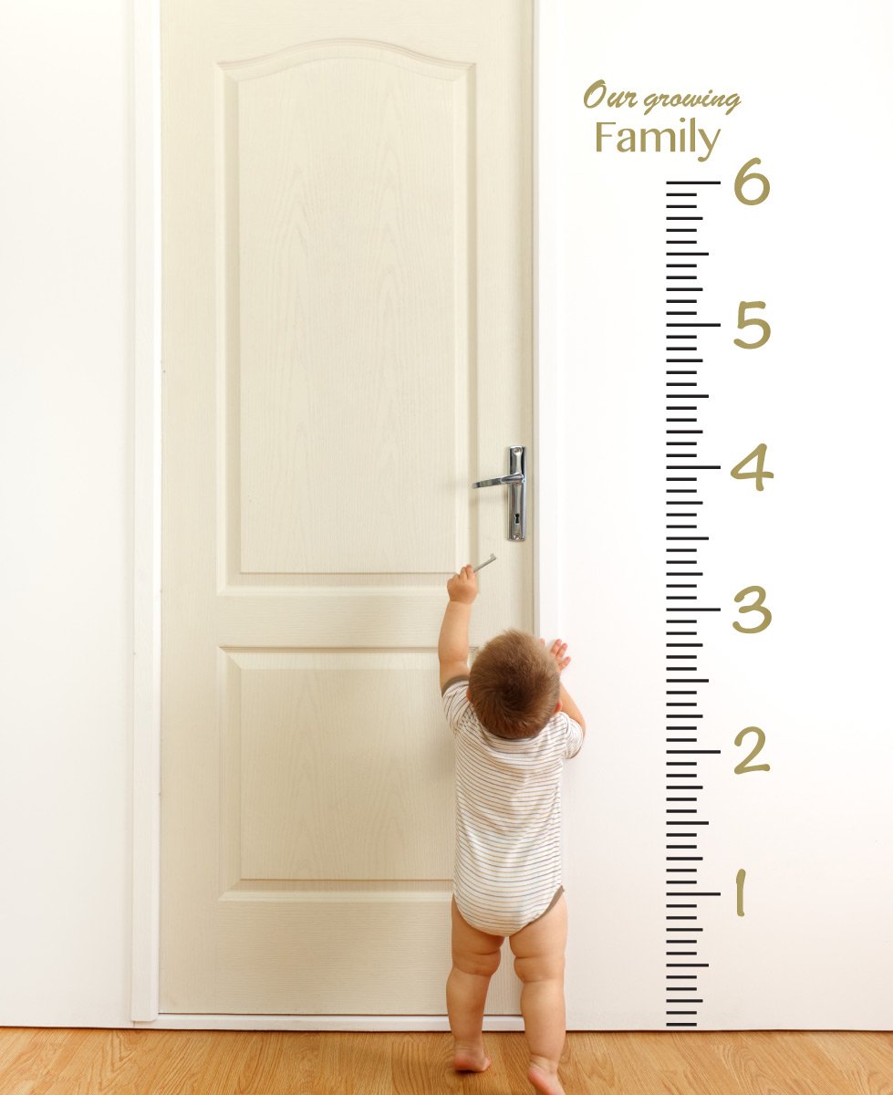 Giant Vinyl Growth Chart Kit for Kids - DIY Height Wall Ruler with Large Measuring Tape & Number Decals (Gold, 73x23 inches) - Perfect for Nursery, Bedroom Decor & Tracking Child's Growth Milestones