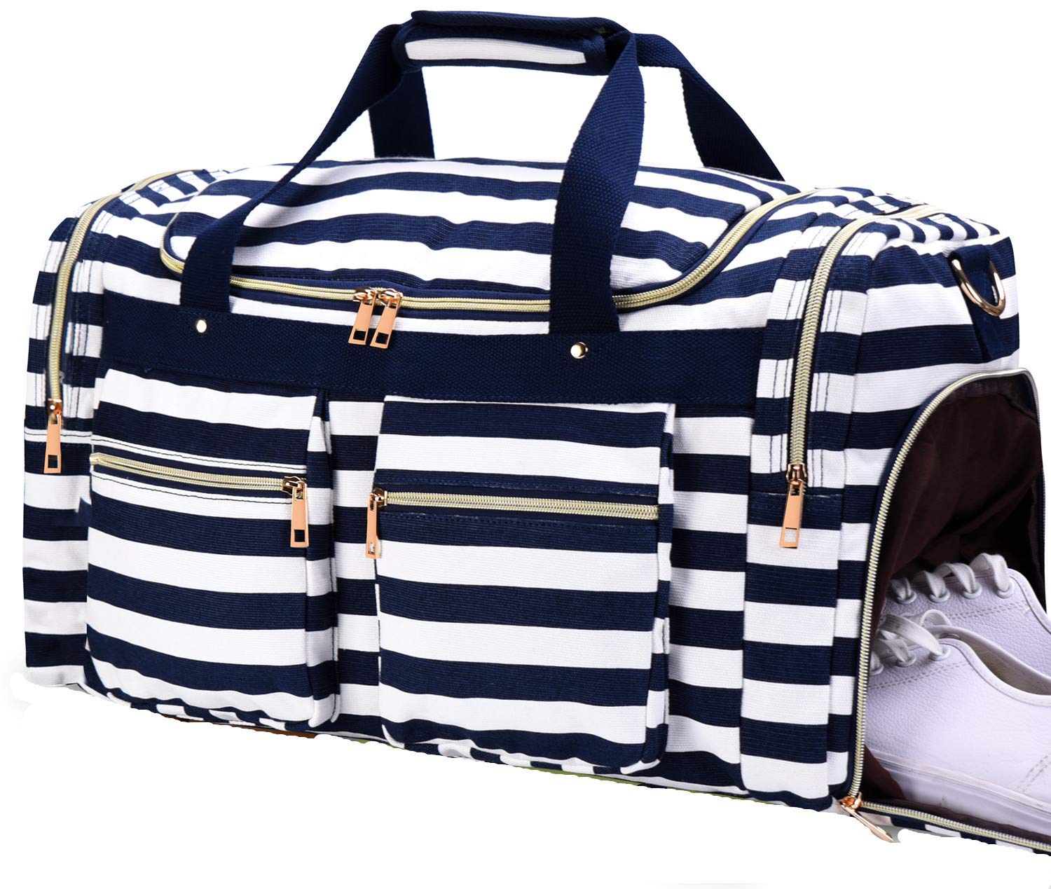 **Durable Weekender Overnight Duffel Bag with Shoe Pocket for Women & Men - Perfect for Weekend Travel, Gym, and Carry-On Luggage**