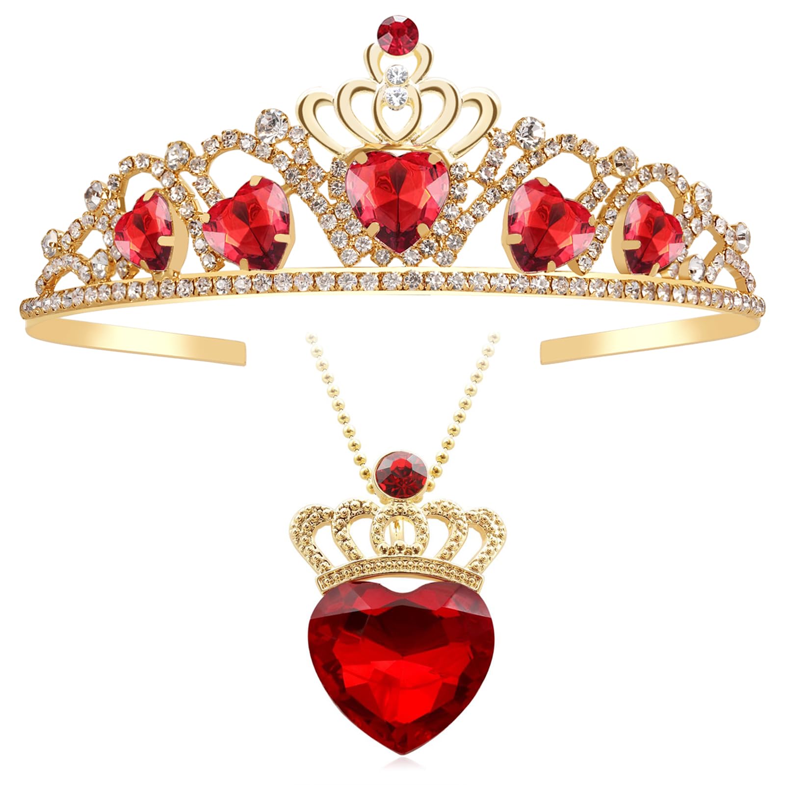 Descendants 4 Red Heart Crown Jewelry Set - Evie Costume Accessory for Halloween, Cosplay & Dress Up | Perfect for Teens, Halloween Parties & Disney Themed Events
