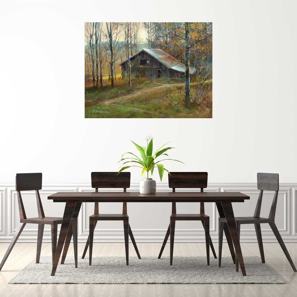 Pinnacle Mountain Barn Fine Art Canvas Wall Decor by Roger Bansemer - 32x24 Inch Ready to Hang Painting for Living Room, Bedroom, Office - Rustic Landscape Artwork Perfect for Farmhouse, Cabin & Mountain Home Decor
