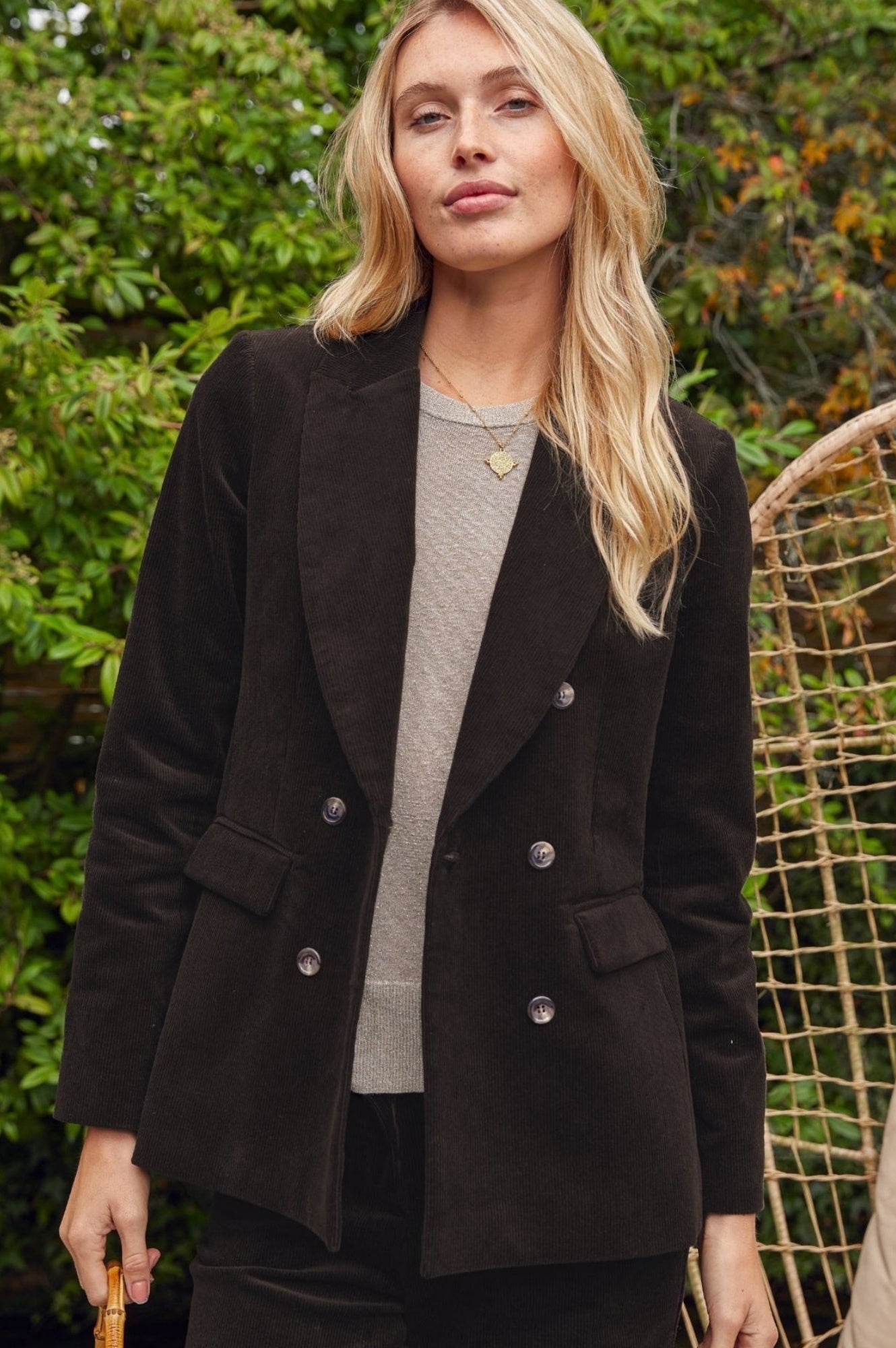 Theresa Stretch Corduroy Blazer for Women | Chocolate Brown | Comfortable & Stylish Jacket for Office Wear, Business Casual & Fall Outfits