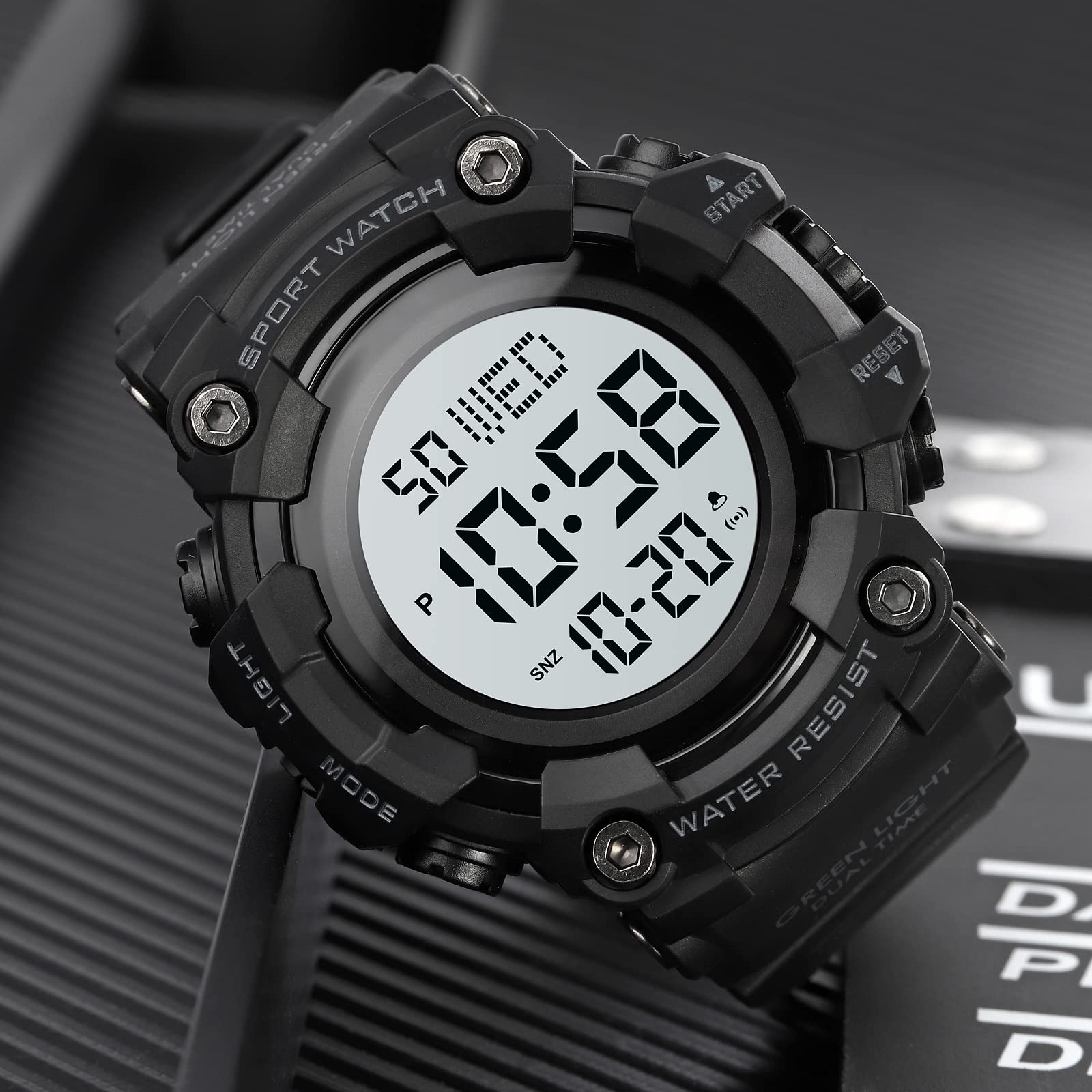 Gosasa Men's Sports Watch - Waterproof Digital LED Stopwatch with Countdown, 12/24 Hour Display | Perfect for Running, Gym Workouts & Outdoor Activities