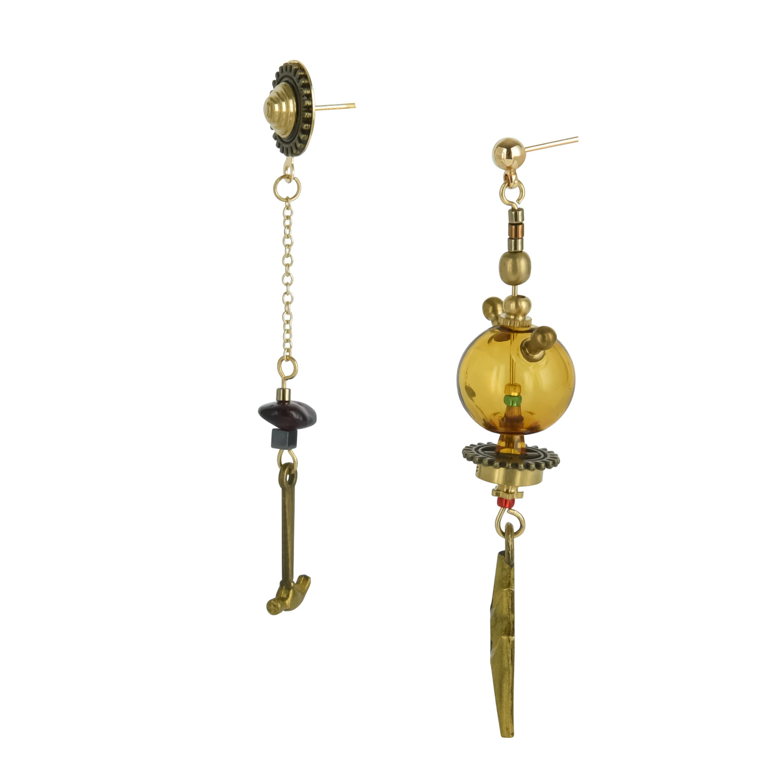 Steampunk Earrings for Women - Unique Mismatched Dangle Earrings with Lightning Gear Design | Perfect for Gothic, Cosplay & Alternative Fashion