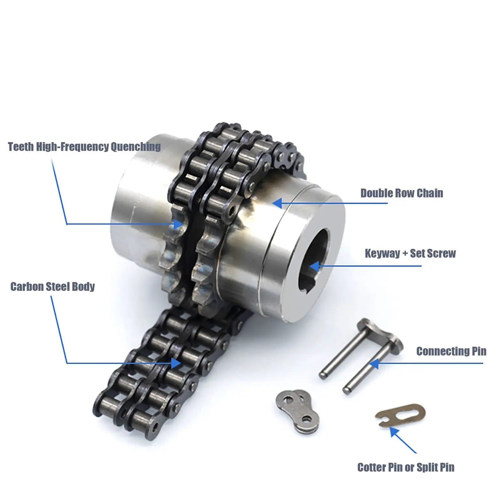 Alloy Steel 18x18 Roller Chain Coupling - 1 Piece - Heavy Duty Industrial Power Transmission for Machinery & Conveyor Systems