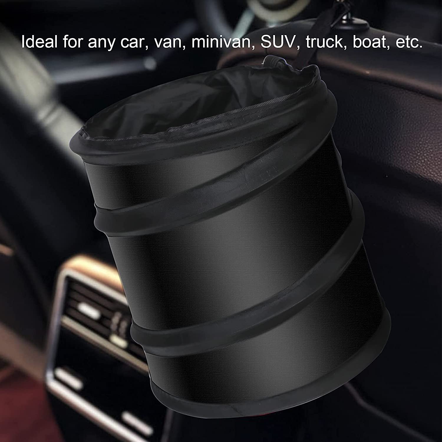 FYY Collapsible Car Trash Can 2 Pack - 1 Gallon Portable Auto Garbage Bin with Seat Hooks for Travel, Camping & Road Trips - Mini Vehicle Trash Can for SUV, Sedan, Truck & RV - Waterproof & Odor-Proof Design