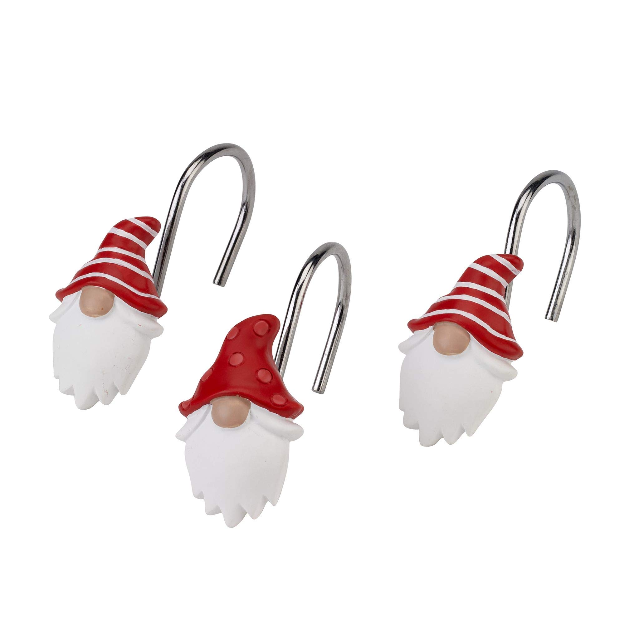 Avanti Linens Christmas Shower Curtain Hooks - Set of 12 Decorative Bathroom Hooks for Holiday Decor (Gnomes Walk Collection) | Perfect for Christmas Bathroom Decorations & Festive Home Styling