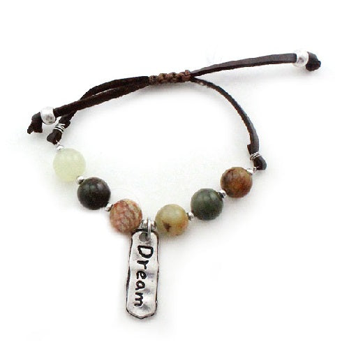 Dream Charm Semi-Precious Stone Beaded Bracelet - Brown Multi-Color Boho Style for Women | Perfect for Yoga, Meditation & Everyday Wear