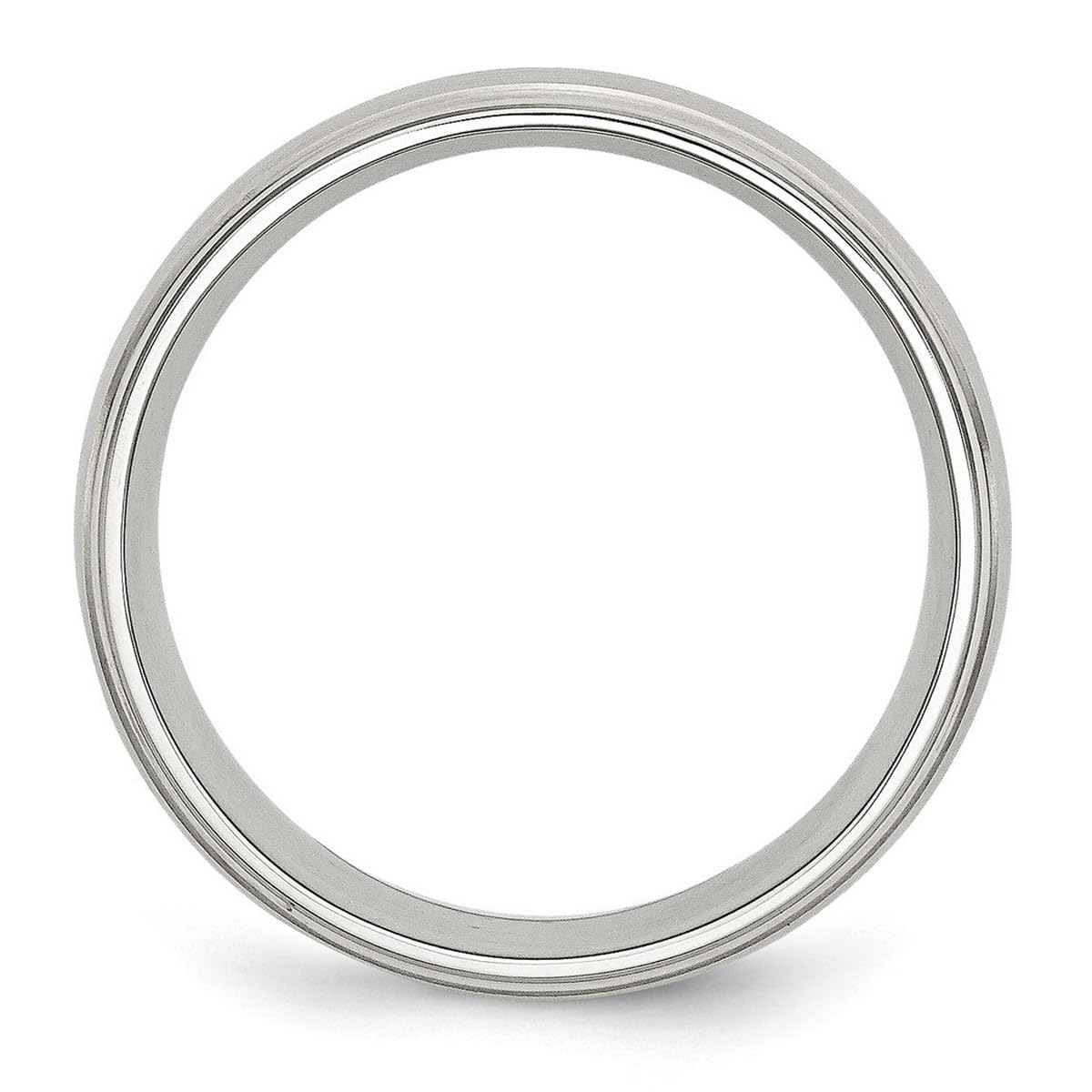 925 Sterling Silver Brushed & Polished Ridged Edge Ring for Women - Stainless Steel Inlay, Multiple Sizes | Elegant Jewelry for Everyday Wear, Date Nights & Special Occasions