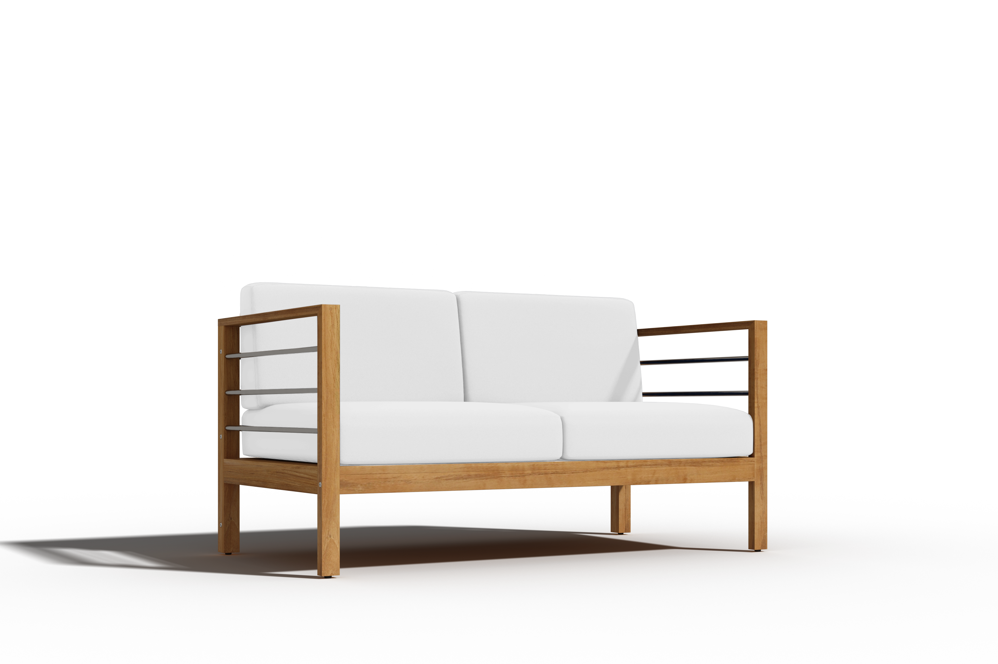 Leon 4-Piece Teak Outdoor Patio Deep Seating Set with Sunbrella White Cushions - Durable All-Weather Furniture for Backyard, Poolside & Garden Relaxation