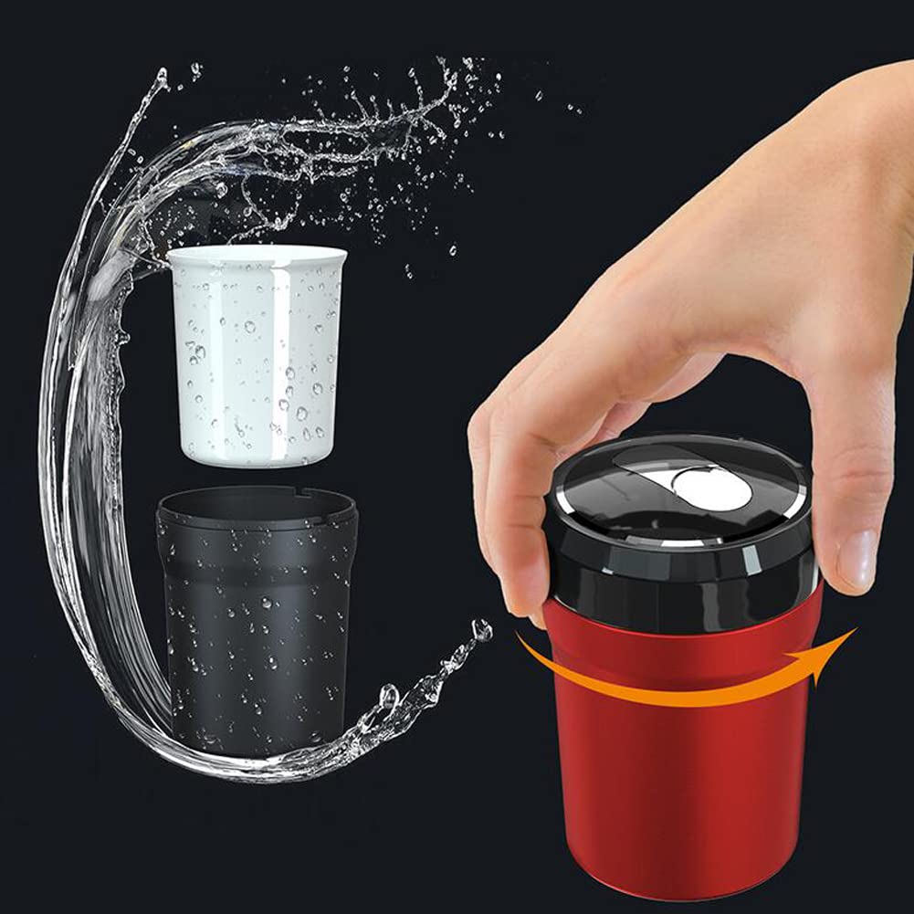 Car Ashtray with Lid - Portable Smokeless Cigarette Holder with Blue LED Light, Detachable Cup Design | Mini Car Trash Can for Vehicle, Home, Office & Travel | Perfect for Smokers, Road Trips & Workspaces