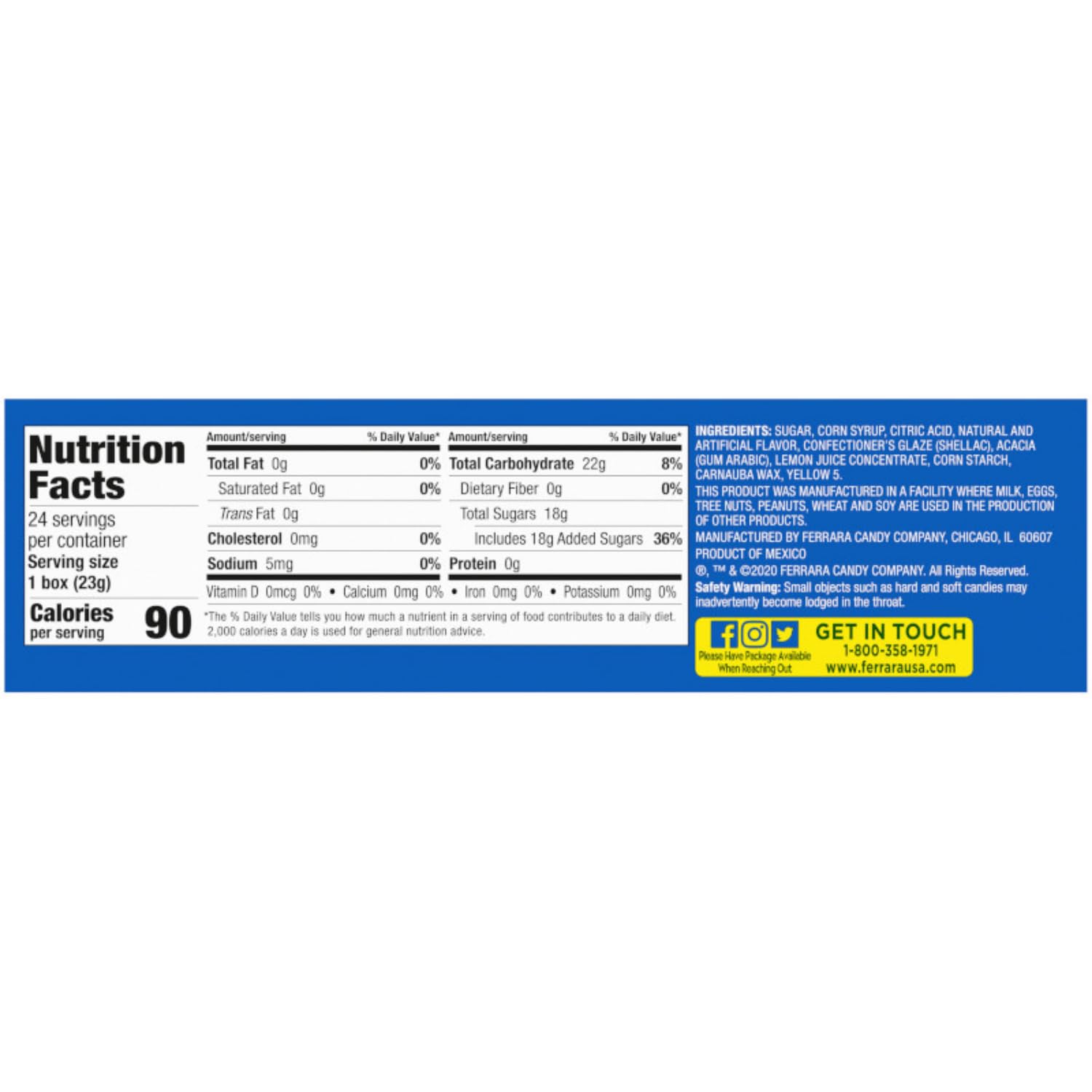 Lemonhead Hard Lemon Candy - 24 Pack of 0.8oz Boxes | Sour & Sweet Lemon Flavored Candies for Parties, Halloween Treats, Office Snacks & Movie Night