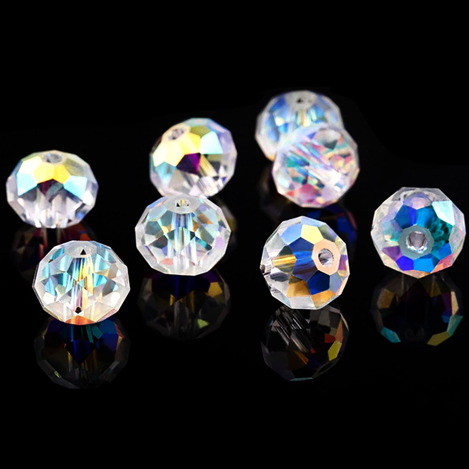 FAMLEAF 515Pcs 4mm Crystal Glass Beads for Jewelry Making - Faceted Briolette & Rondelle Beads for Bracelets, Necklaces, Earrings - DIY Christmas & Holiday Jewelry Crafting - Perfect for Gifts & Handmade Accessories