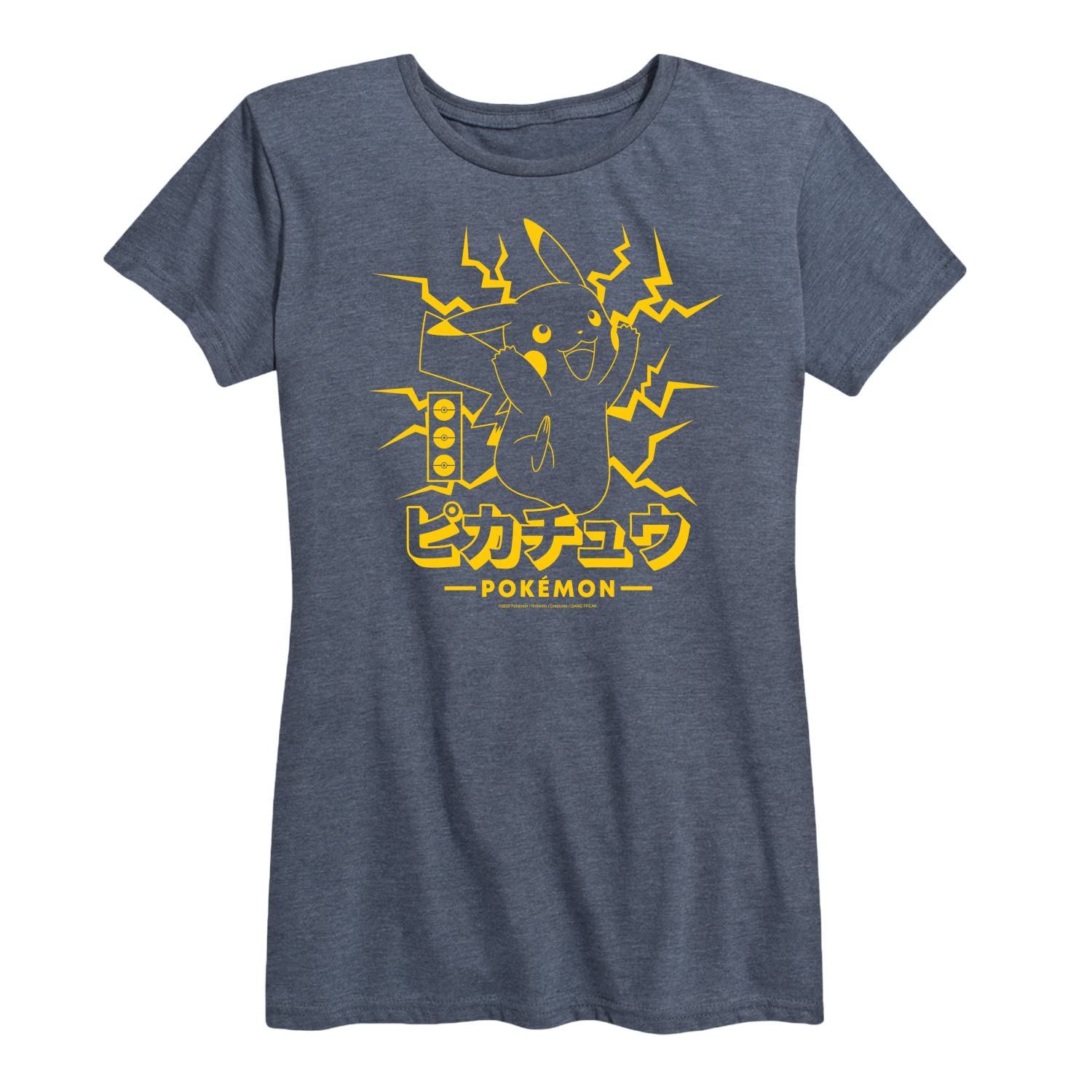 HYBRID APPAREL Women's Pikachu Lightning Graphic T-Shirt - Pokémon Short Sleeve Cotton Tee for Casual Wear, Gaming Events & Anime Conventions