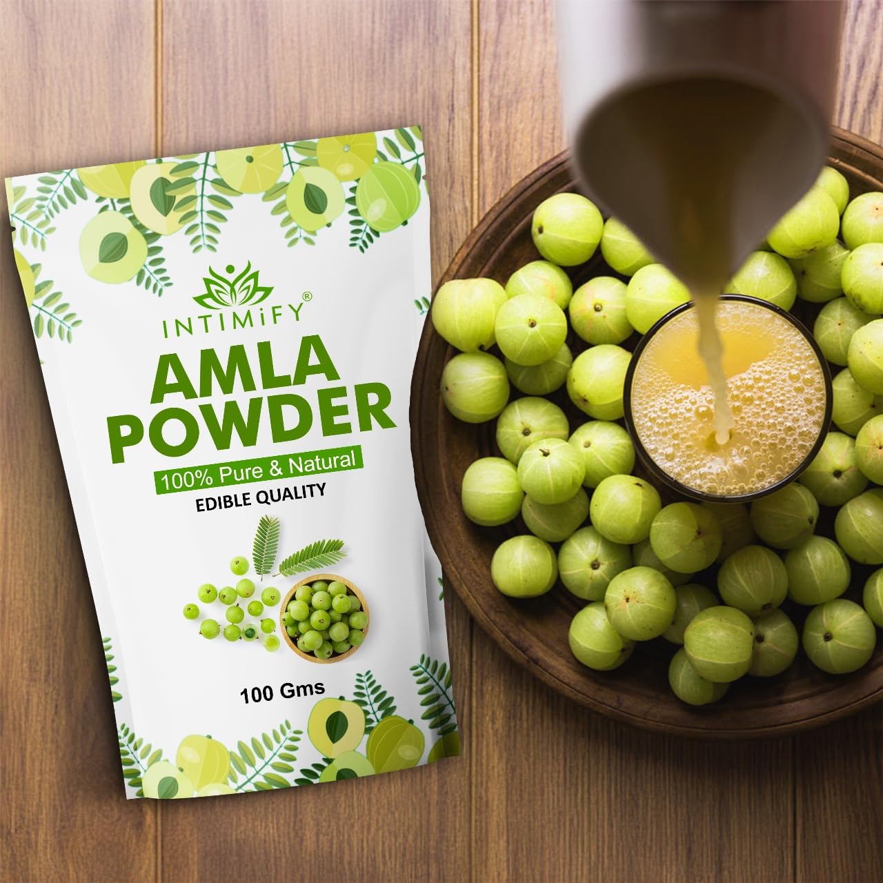INTIMIFY Amla Powder for Hair Growth & Skin Care | 100% Pure Indian Gooseberry Powder for Healthy Hair, Edible & Drinkable | Perfect for Smoothies, Hair Masks & DIY Beauty Treatments – For Women & Men