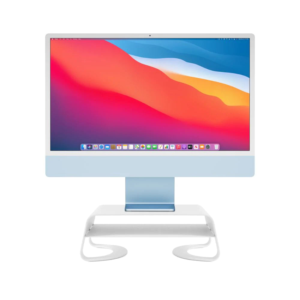 Twelve South Curve Riser Stand for iMac & Computer Monitors - Premium White Desktop Organizer (Perfect for Home Office & Workspace Setup)