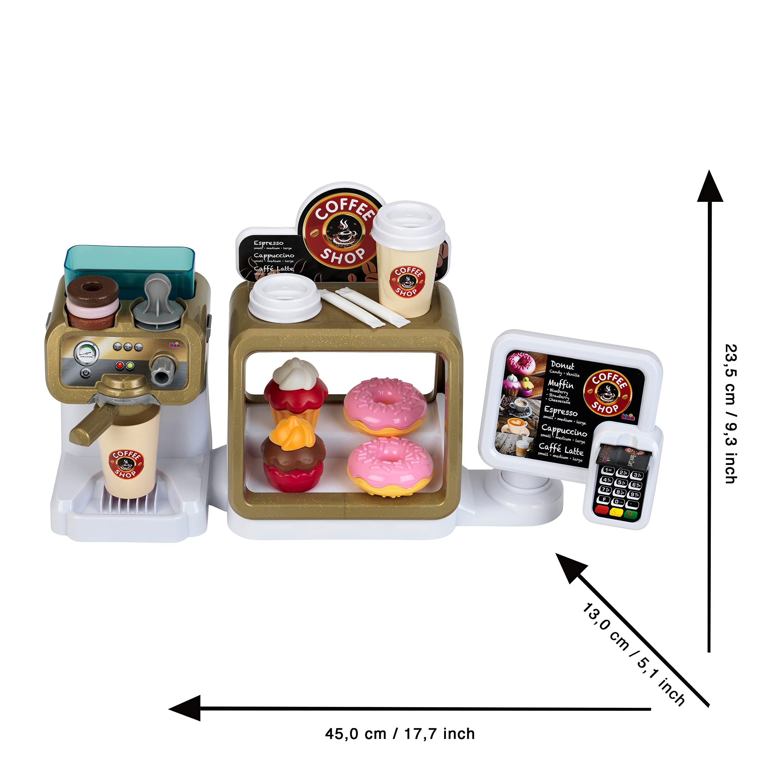 Theo Klein Pretend Play Coffee Shop Set - Kids Toy Barista Espresso Machine & Accessories for Imaginative Play - Perfect for Birthday Gifts & Role Play Games (Cafe, Kitchen, Home)