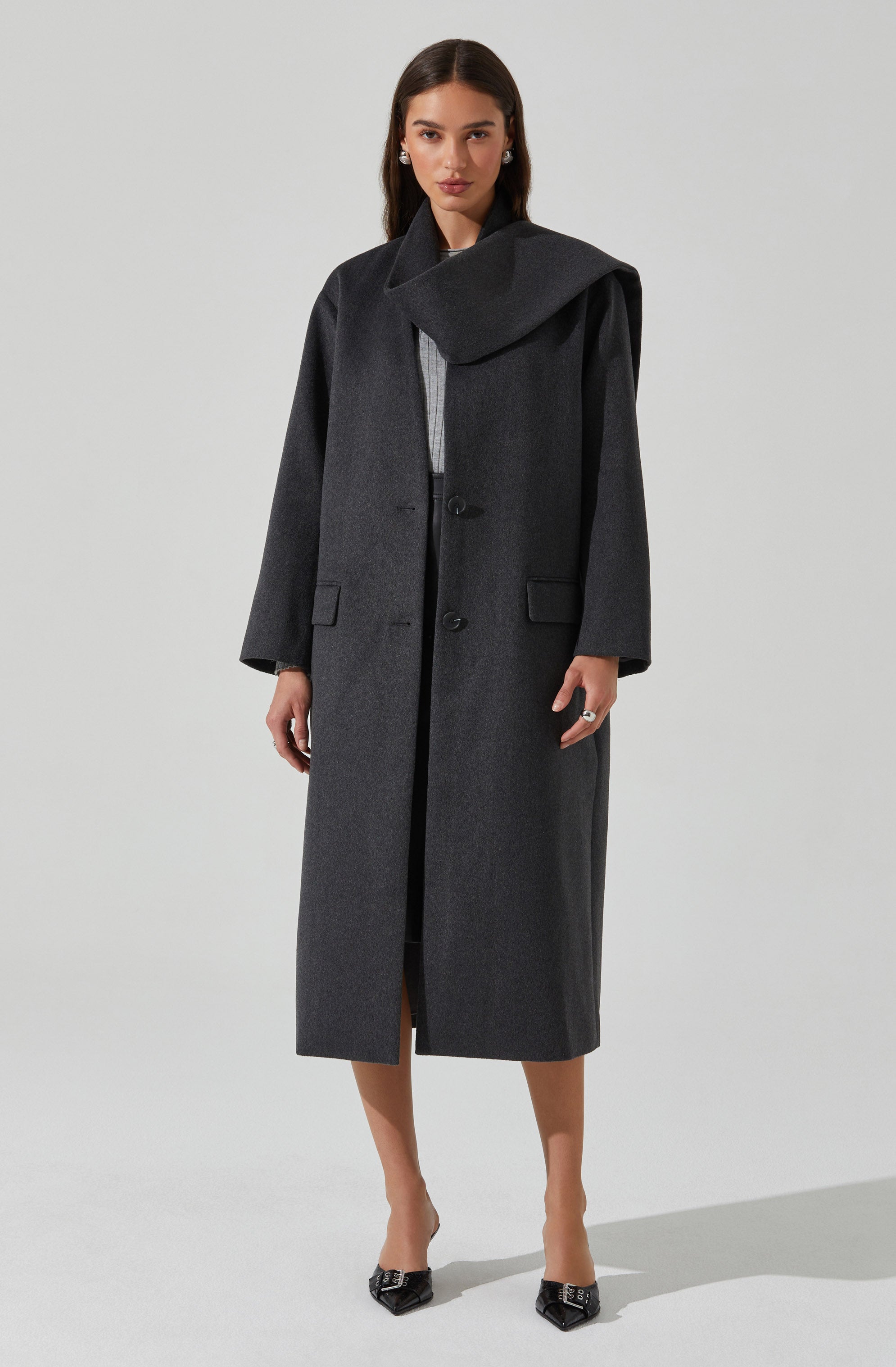 Londyn Scarf Longline Coat for Women - Elegant Winter Trench Coat with Detachable Scarf | Perfect for Office, Dating & Formal Occasions