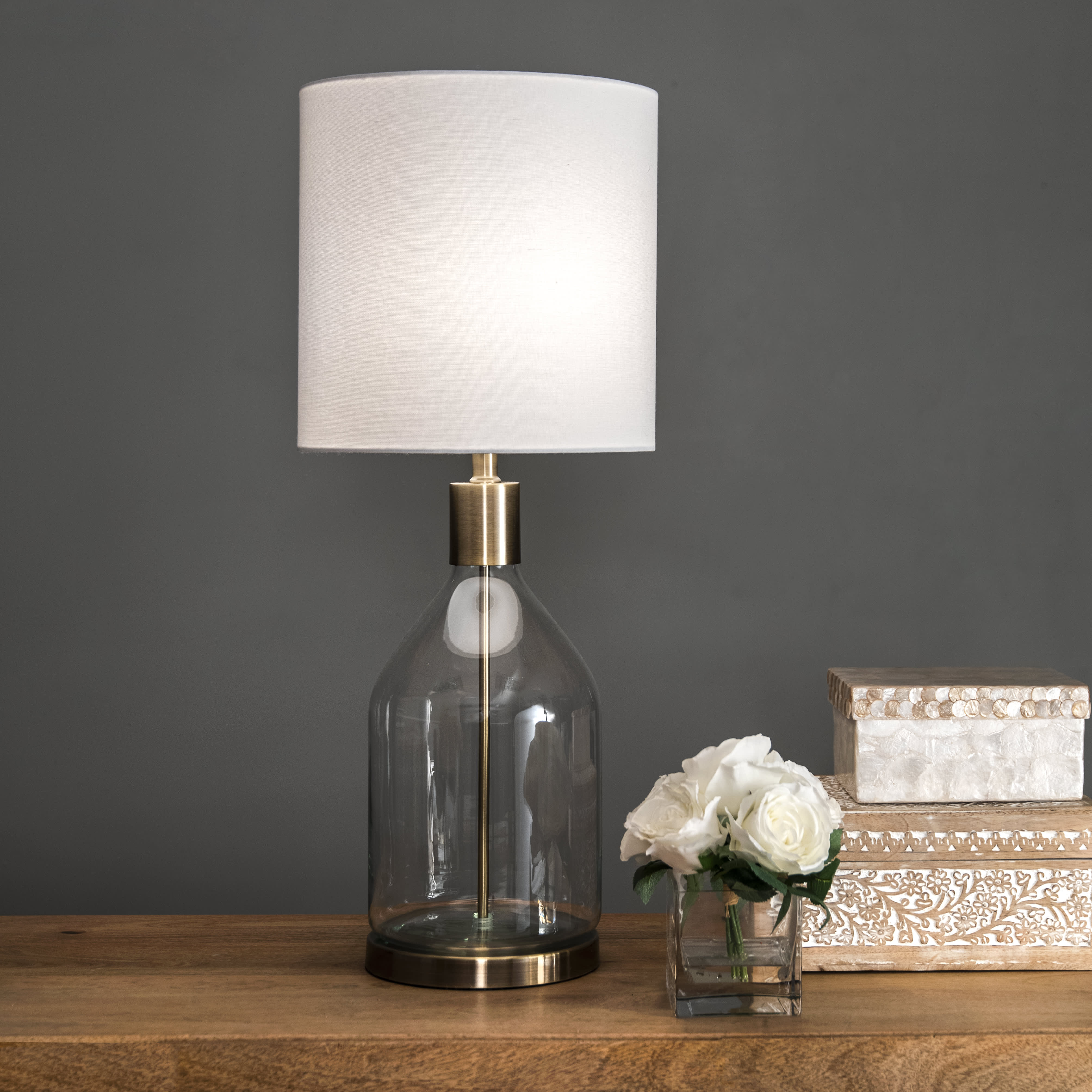 29 Inch Yolanda Gold Glass Table Lamp - Modern Home & Office Lighting for Living Room, Bedroom, or Study Desk