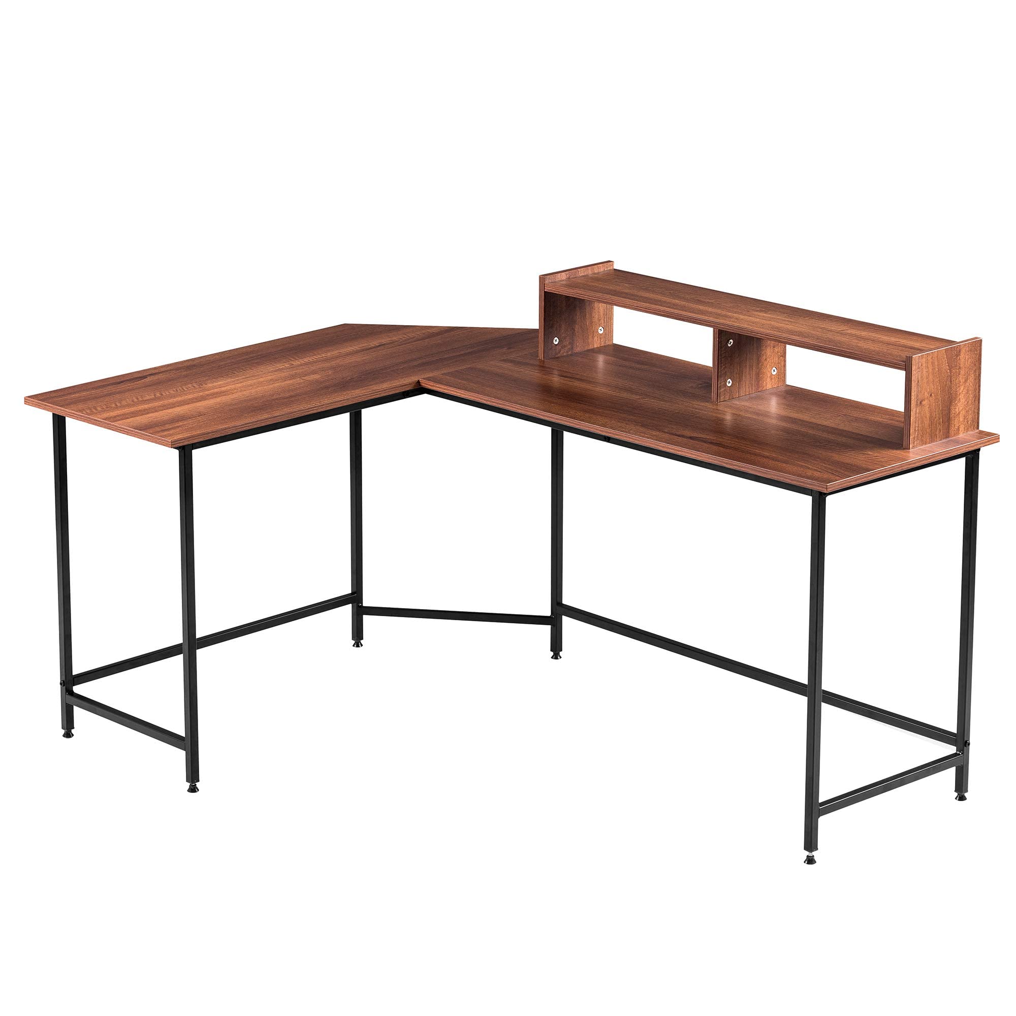 ivinta Modern L-Shaped Computer Desk with Monitor Stand - Ergonomic Gaming & Office Workstation for Small Spaces | Perfect for Home Office, Study & Writing (Model 6404)