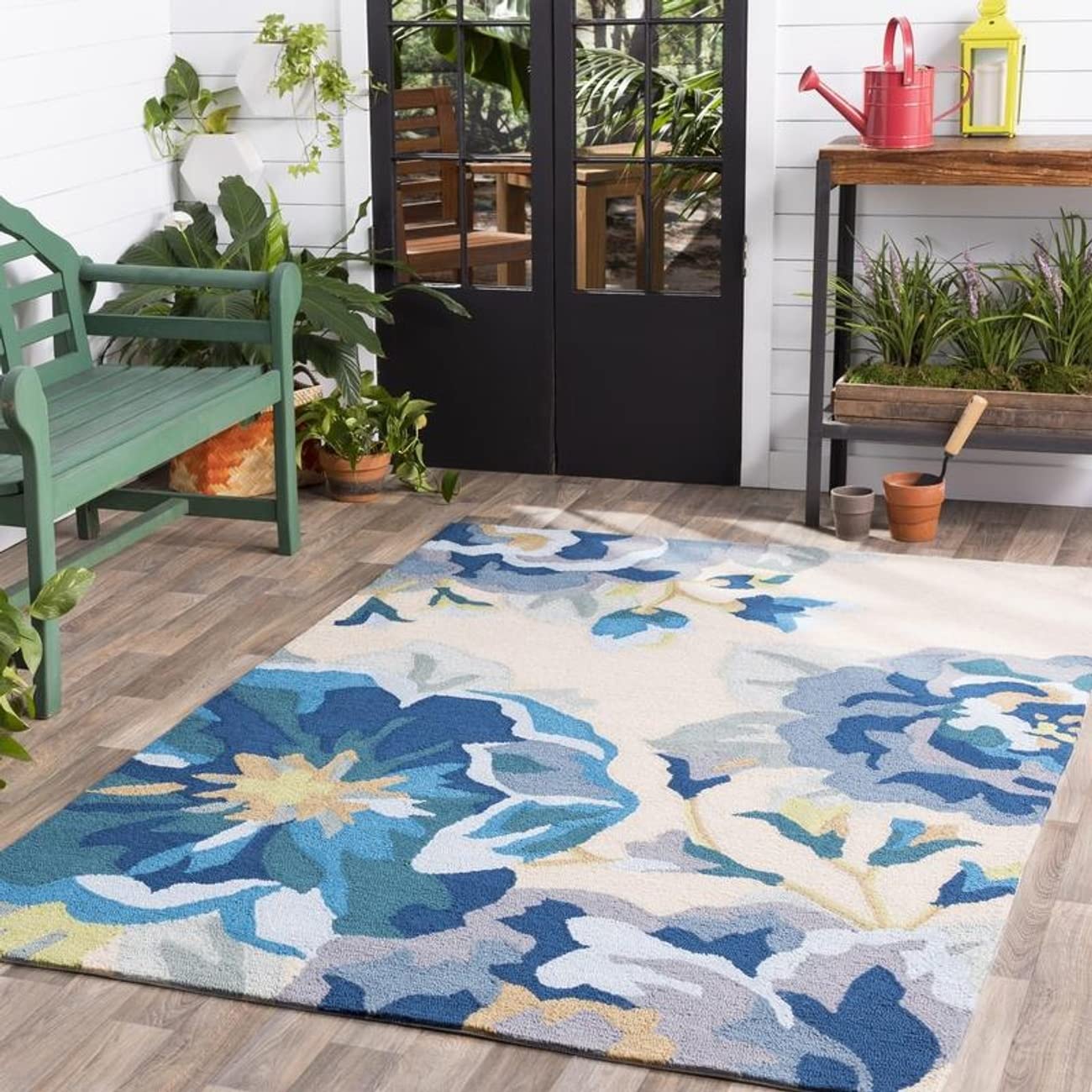 Mark&Day 9x12 Wasquehal Bright Blue Indoor/Outdoor Area Rug - Soft & Durable Blue & White Carpet for Living Room, Bedroom, Kitchen - Perfect for Home Decor, Patio & High-Traffic Areas (9' x 12')