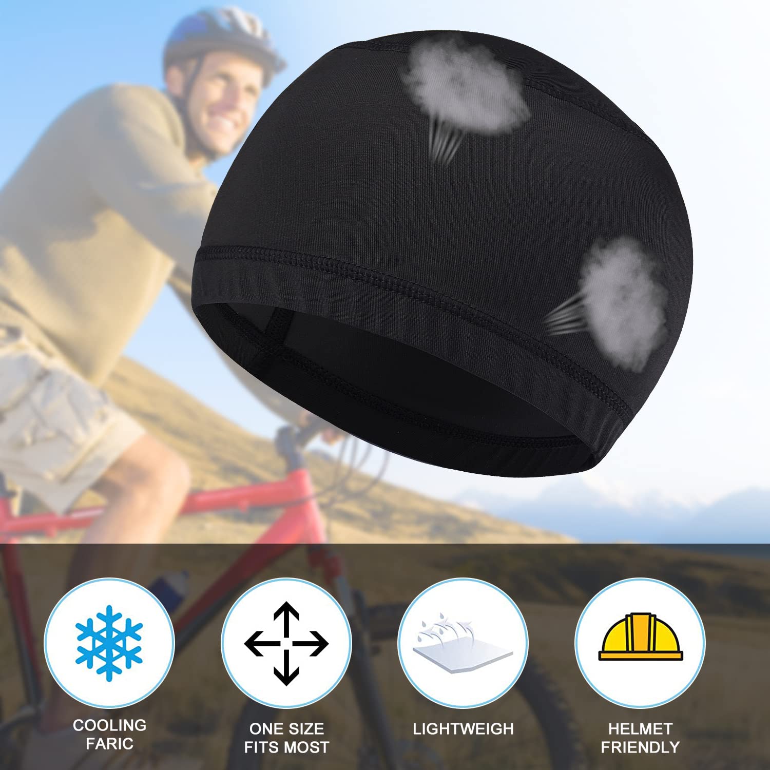 Skull Cap Helmet Liner - Sweat Wicking Beanie for Hard Hats, Running, Cycling & Football - Breathable Head Wrap for Men & Women - Perfect for Construction, Sports & Outdoor Activities