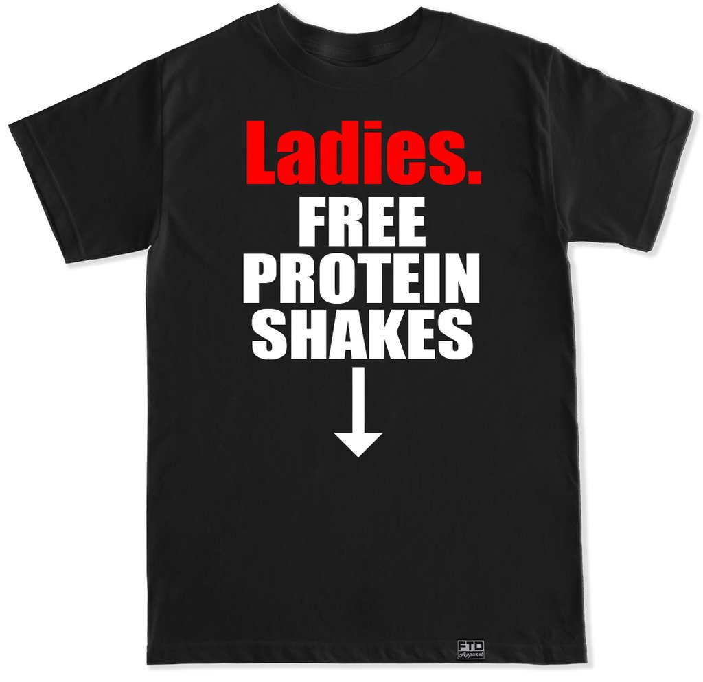 FTD Apparel Men's & Women's Funny Motivational Protein Shake T-Shirt - Gym Workout & Fitness Humor Gift