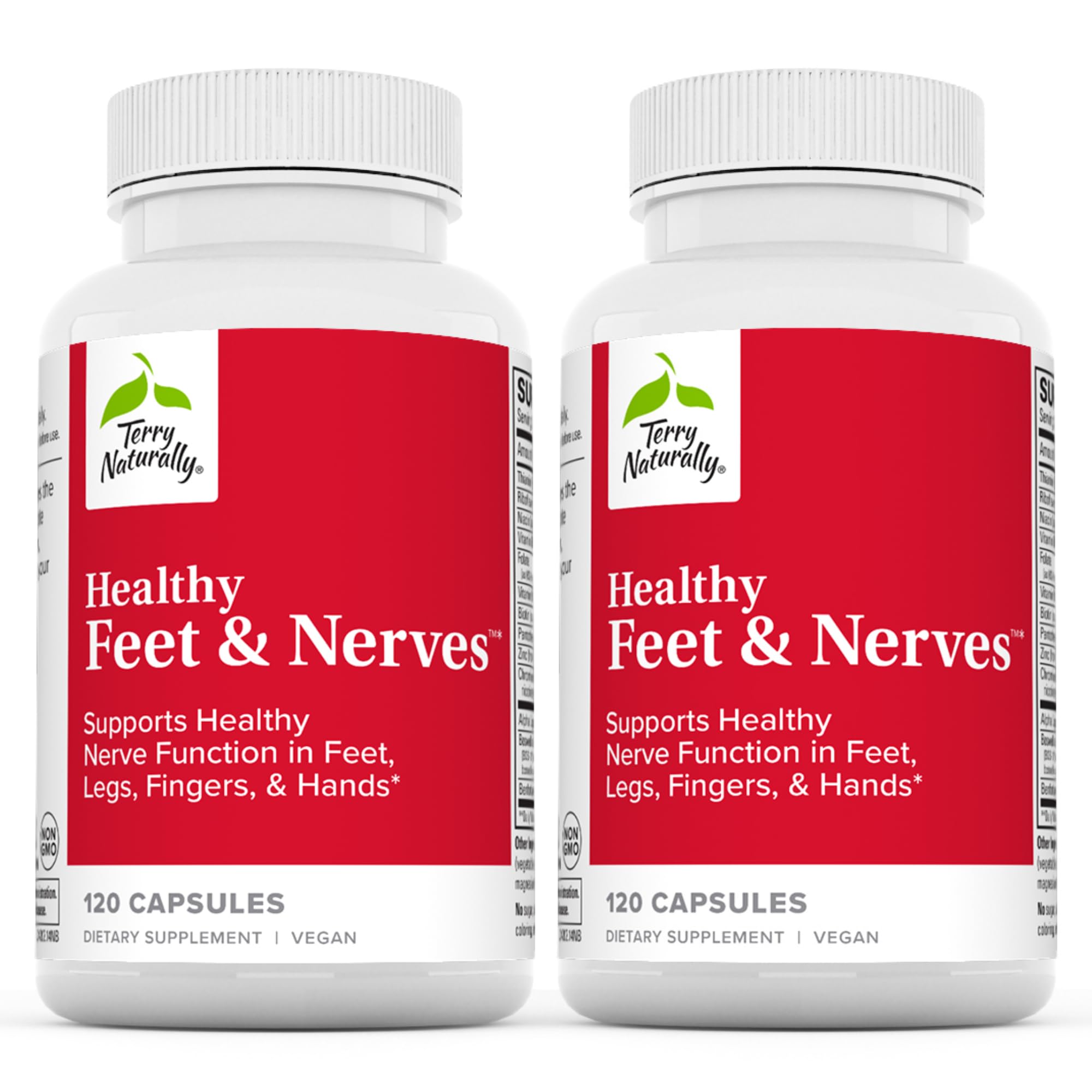 Terry Naturally Healthy Feet & Nerves Supplement - Vegan Capsules with Bioactive B12 & Boswellia Serrata for Circulation & Nerve Support - 120 Capsules (2-Pack) | Foot Comfort & Neuropathy Relief for Active Lifestyles