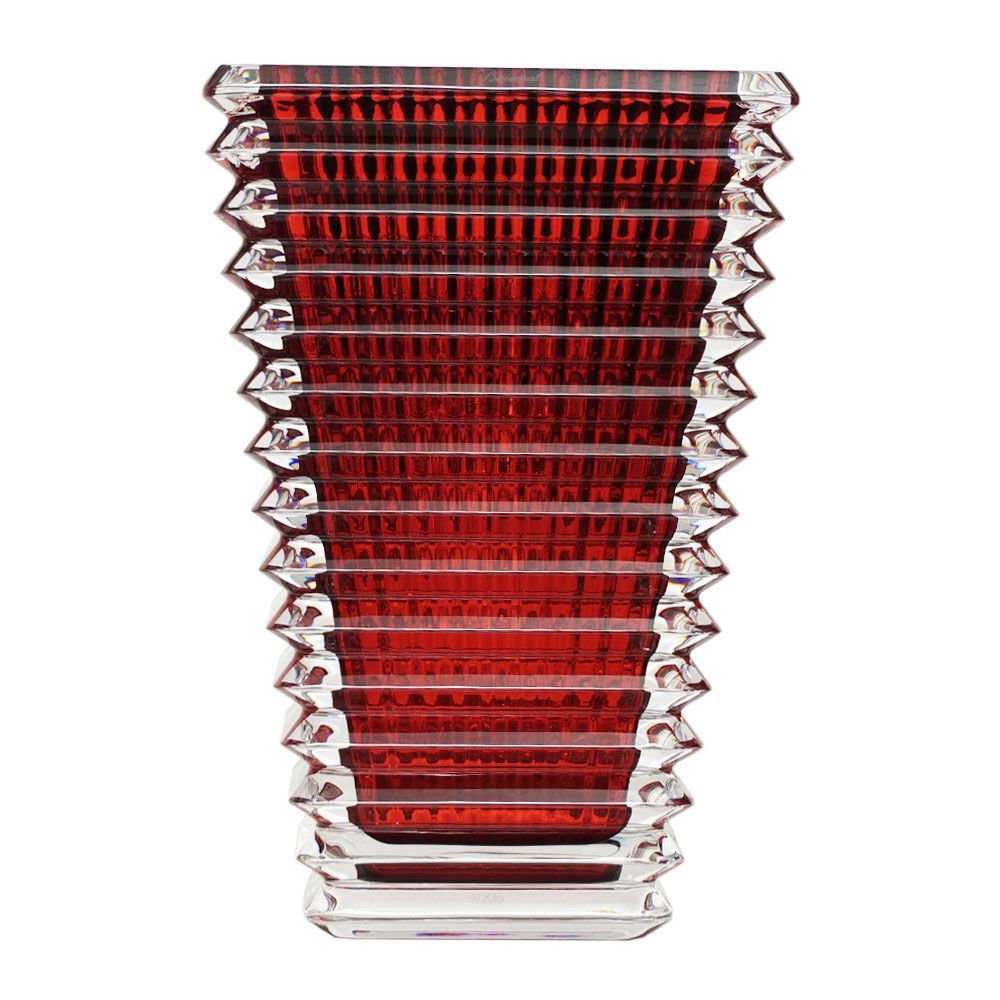 Baccarat Eye Red Small Rectangular Crystal Vase 2802298 - Elegant Home Decor for Dining Table, Wedding Centerpiece & Luxury Gift