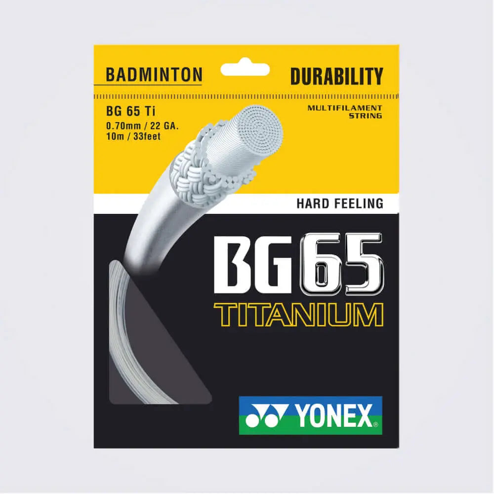 Yonex BG 65 Ti 10m Badminton String (5 Colors) - Premium Badminton Racket String for Enhanced Power & Durability - Perfect for Competitive Play & Training
