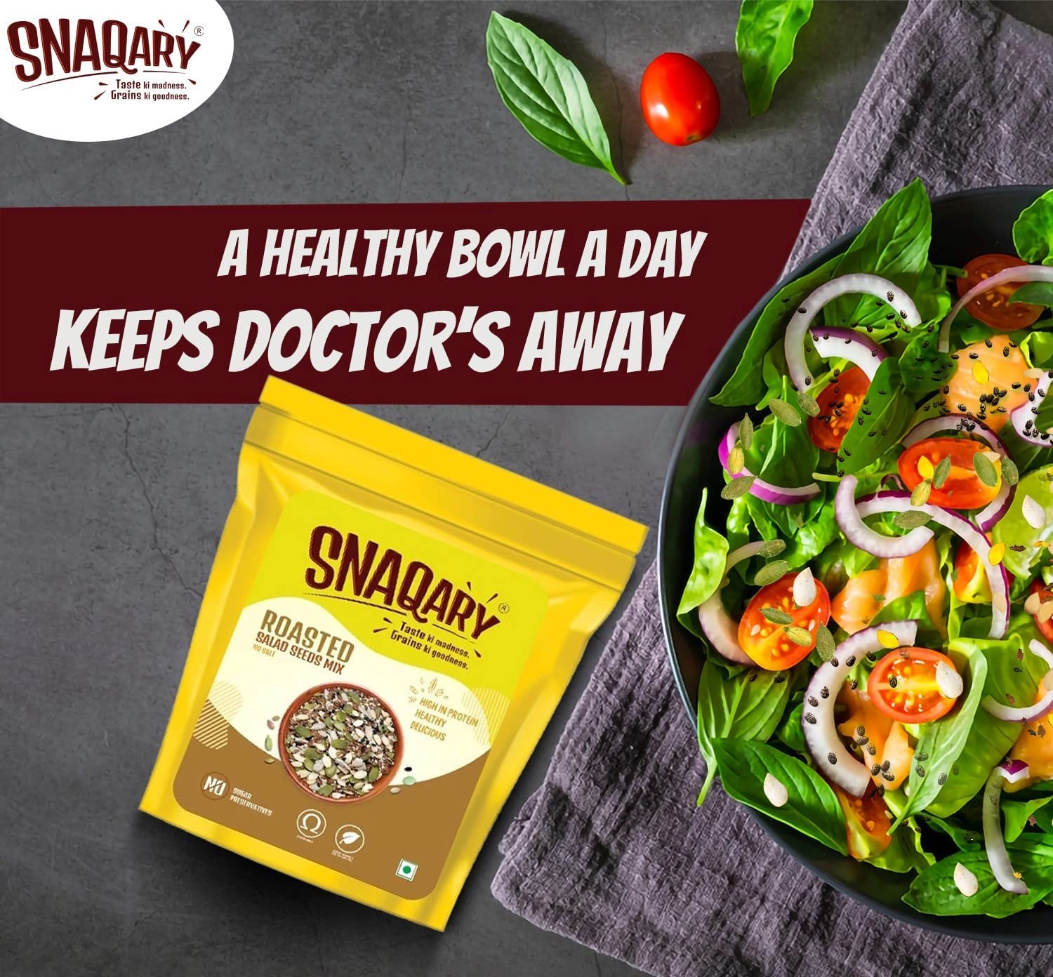Premium Snaqary Antioxidant Super Seeds (240g) | Healthy Roasted Snacks for Immunity & Weight Loss | High Protein & Fiber Vegan Diet Food | 7-in-1 Salad & Smoothie Topper | Plant-Based, Gluten-Free | Perfect for Yoga, Hiking & Office Snacking