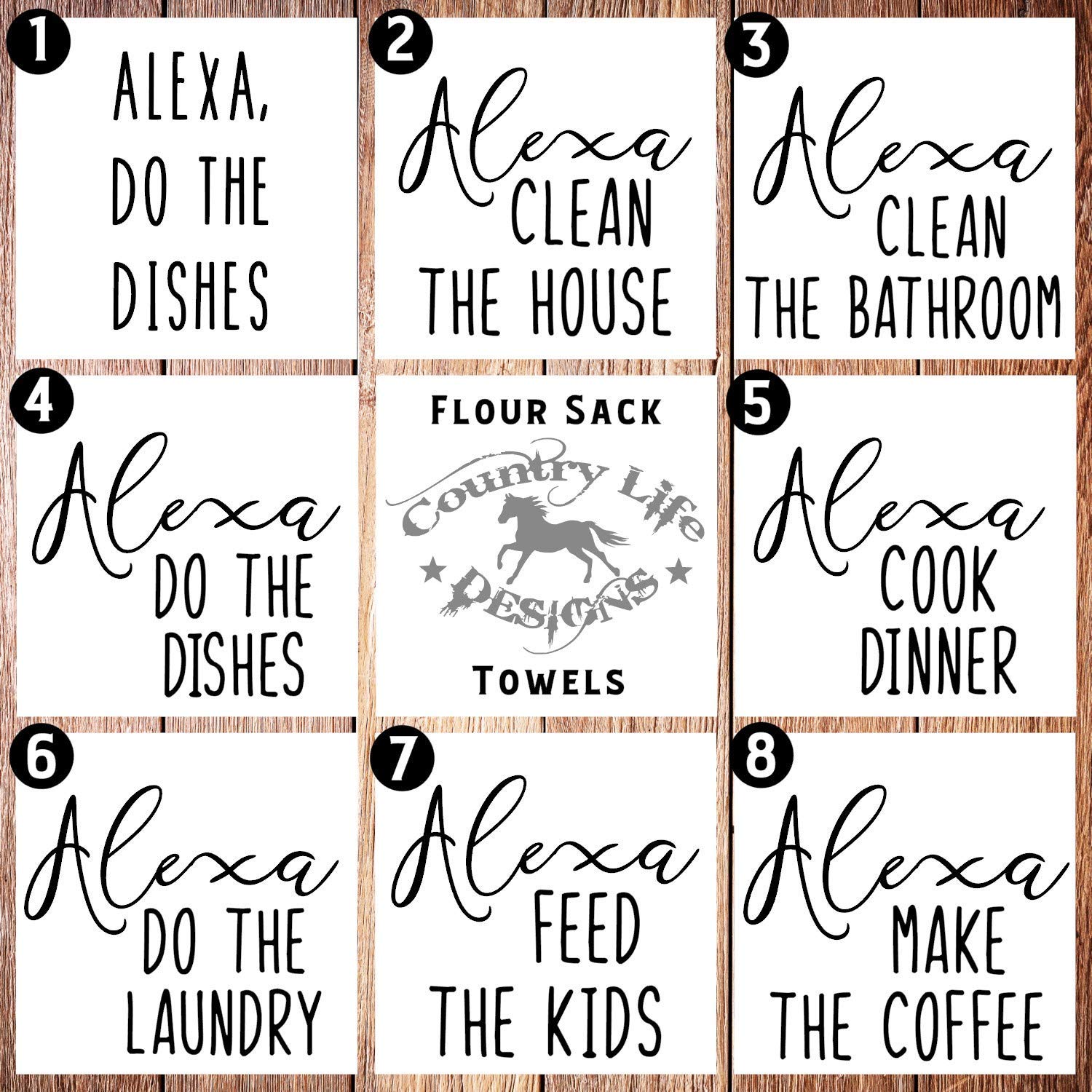 Funny Alexa Clean The House Flour Sack Dish Towel - Kitchen Cleaning Cloth for Dish Drying, Counter Wiping & Home Decor (Novelty Gift Idea)