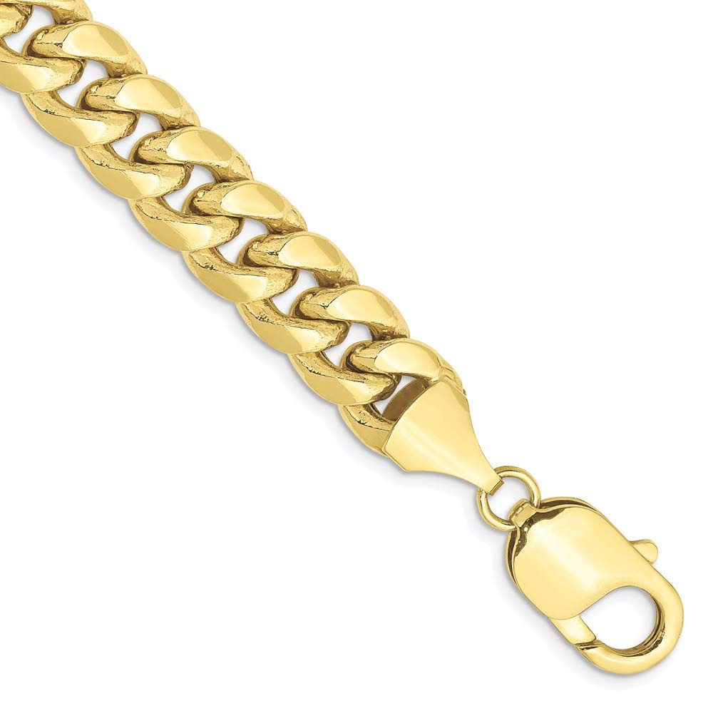 10K Yellow Gold 9.3mm Semi-Solid Miami Cuban Anklet Chain 9