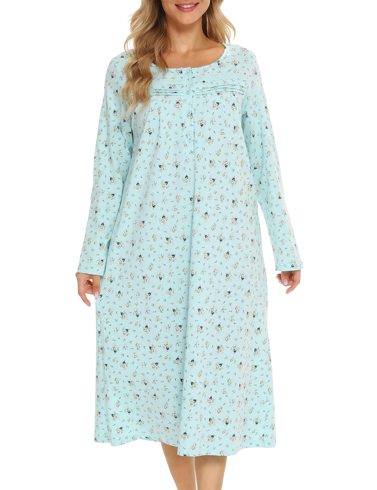 Bloggerlove Women's Soft 100% Cotton Nightgowns - Short & Long Sleeve Comfy Sleepwear House Dress (Sizes S-3XL) | Perfect for Relaxing at Home, Lounging & Sleeping